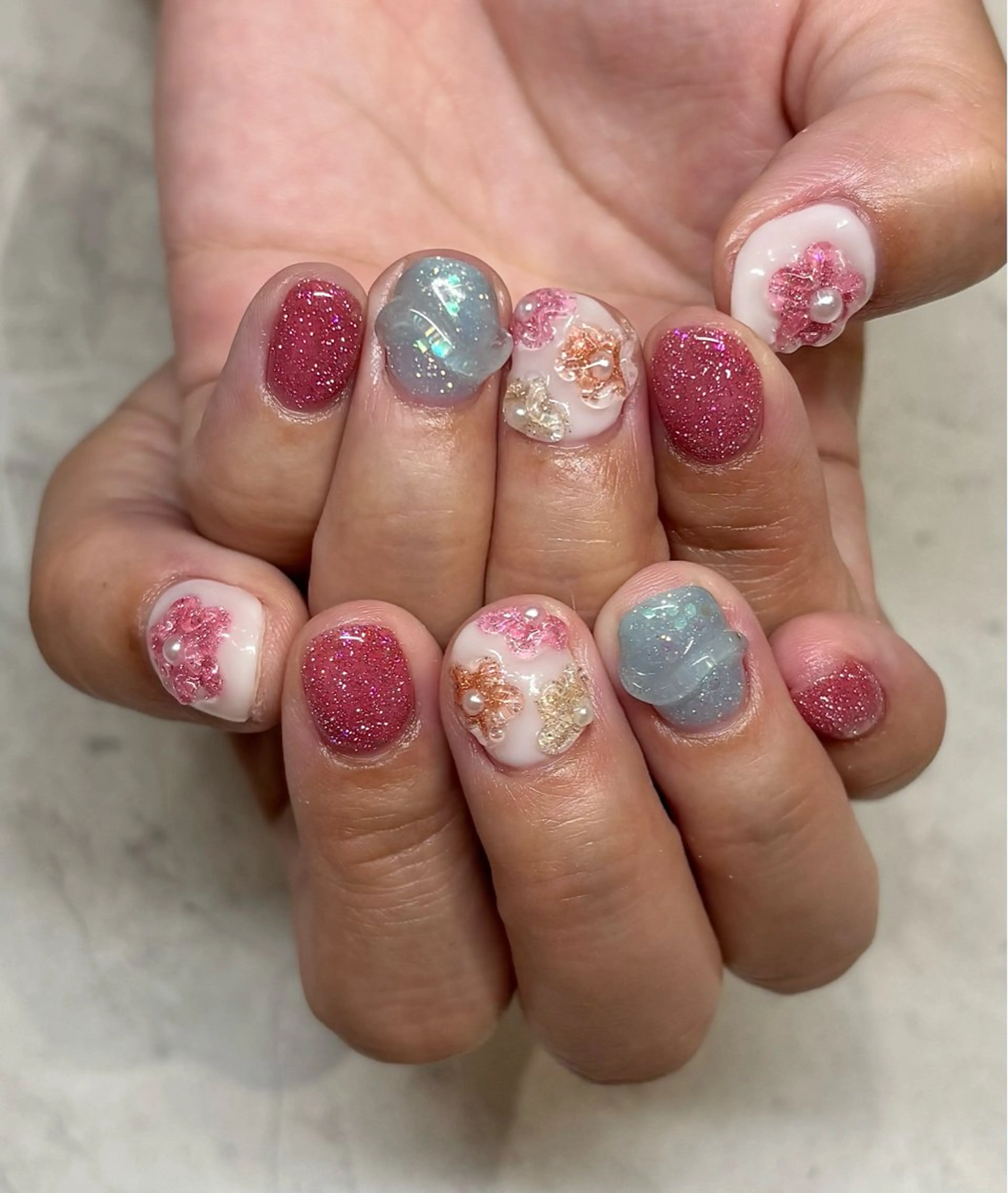 ワンカラーorグラデーション➕アート6本（オフあり）の写真