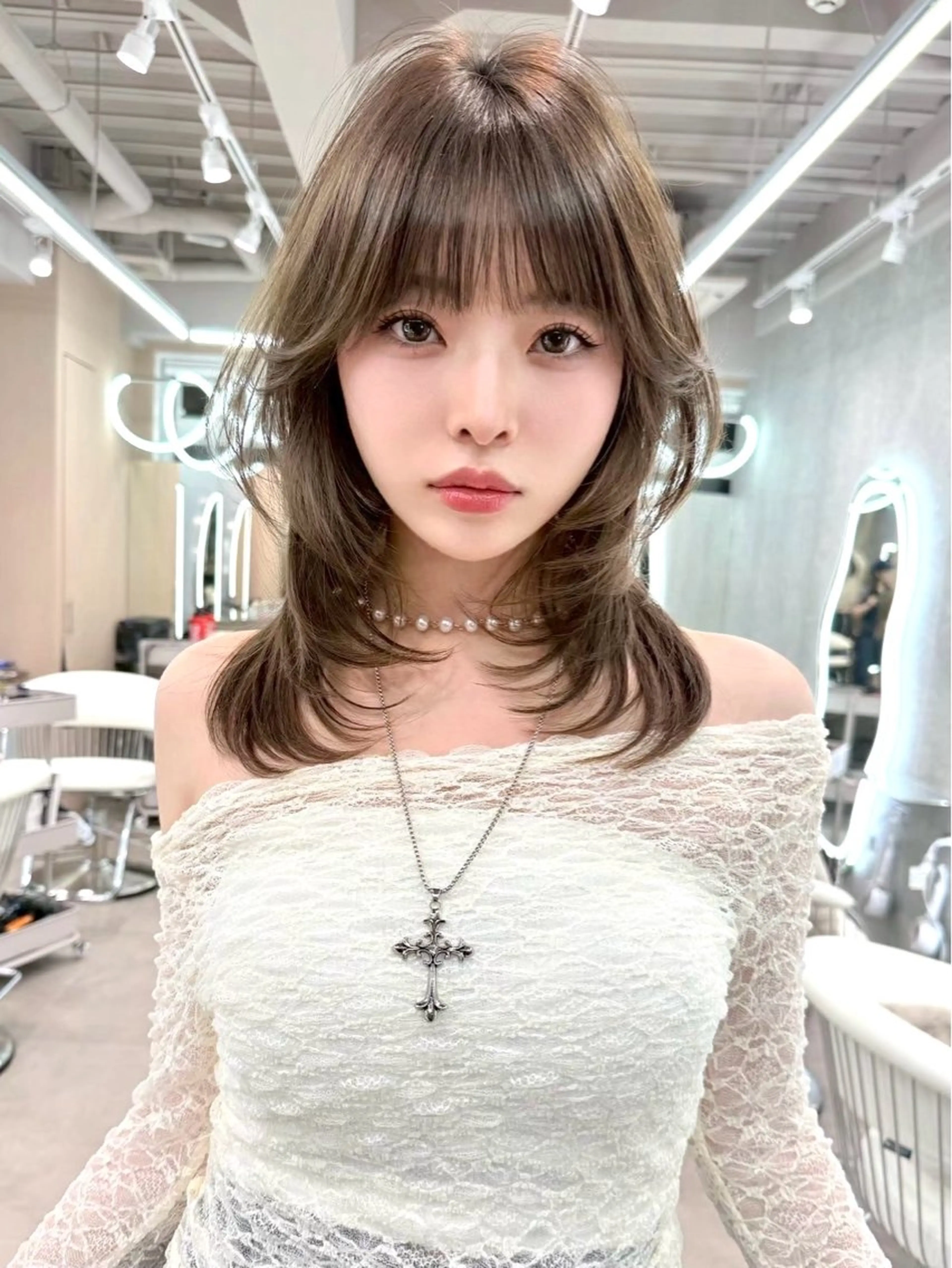 ミディアム カット ヘアカラー トリートメント 🪽韓国ヘア髪質改善 🪽なるのヘアスタイル