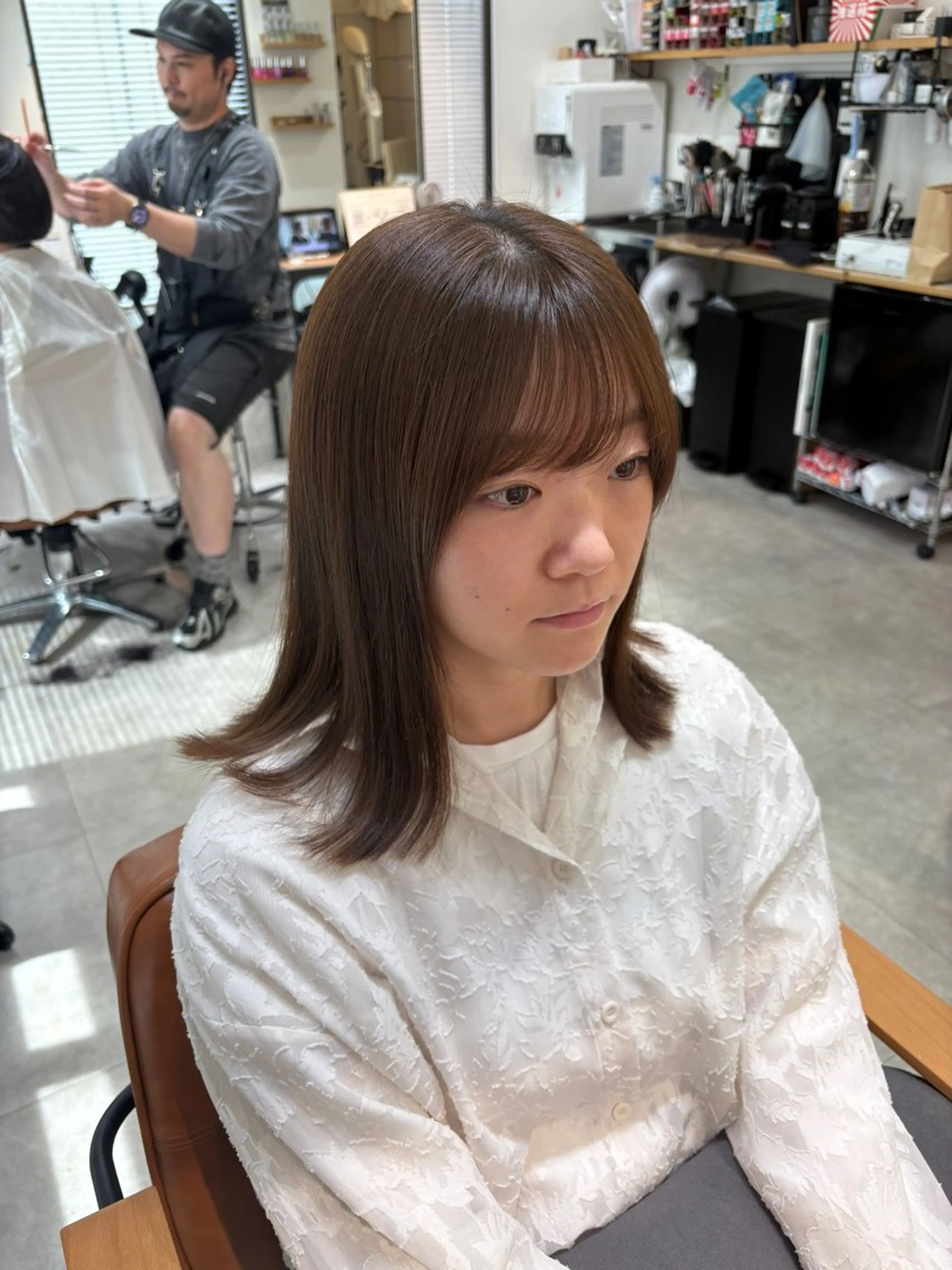 ミディアム ミディアムパーマ こうき/前髪割れ癖 改善/カット/カラーのヘアスタイル