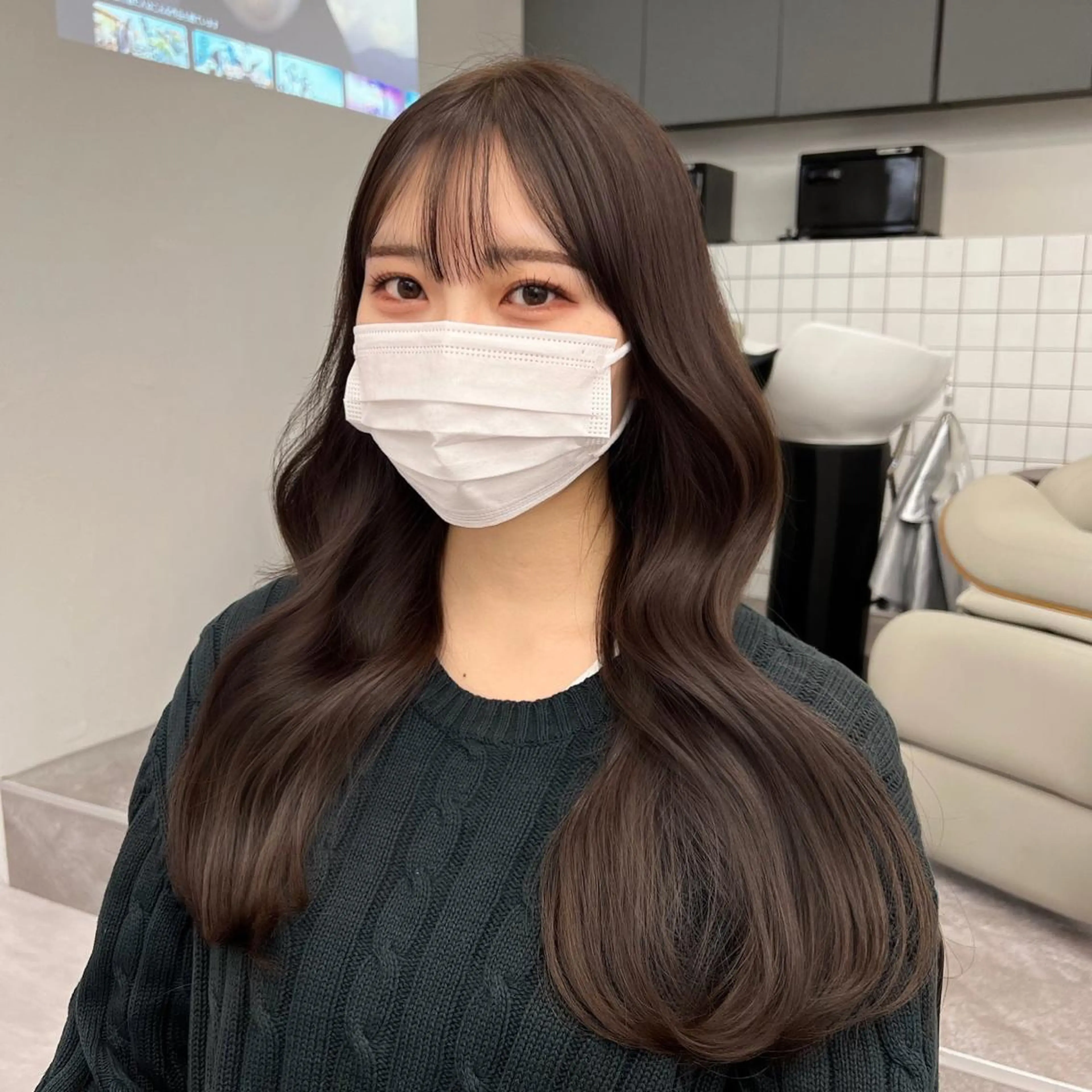 ロング カット ヘアカラー トリートメント 韓国ヘア♡ 顔まわりカットayaのヘアスタイル