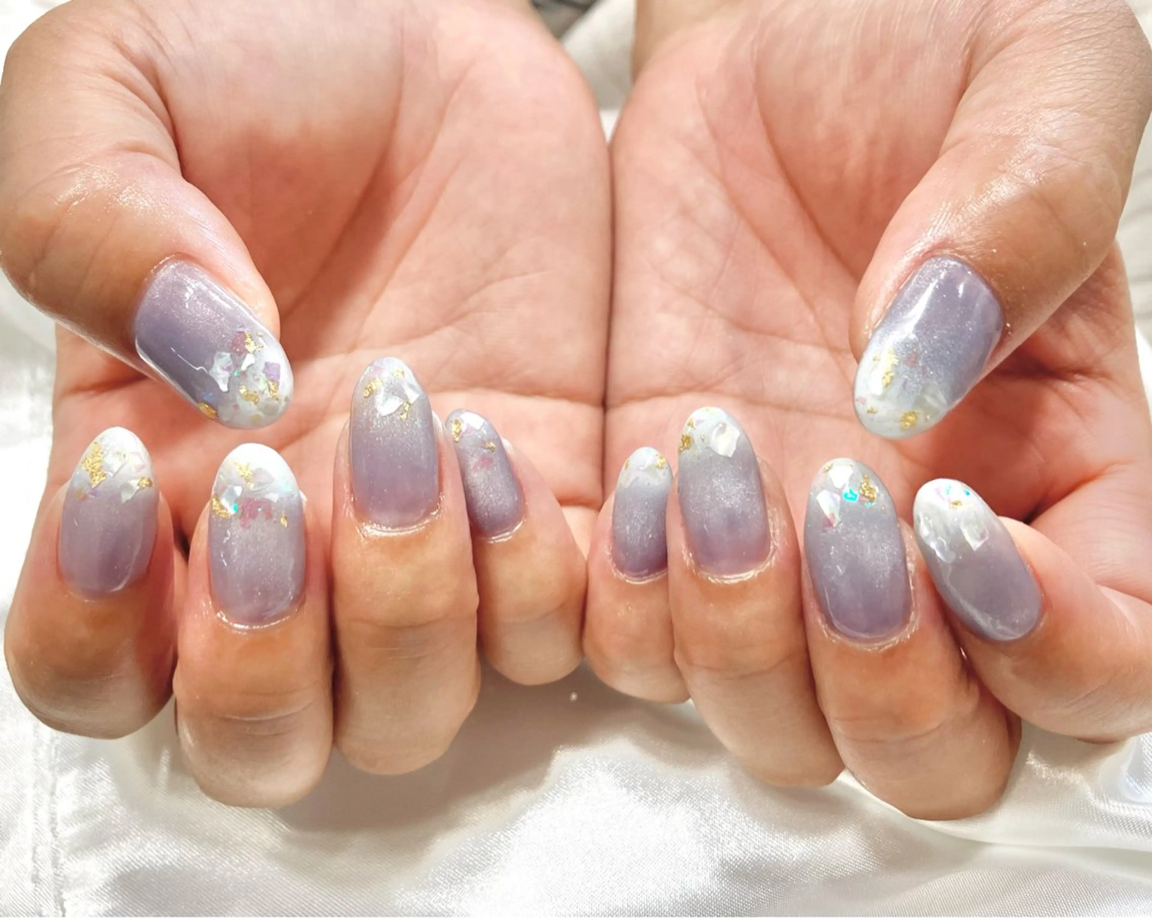 ネイル ジェルネイル マグネットネイル 持ち込み パープル ハンドネイル nailsister まゆのネイルデザイン