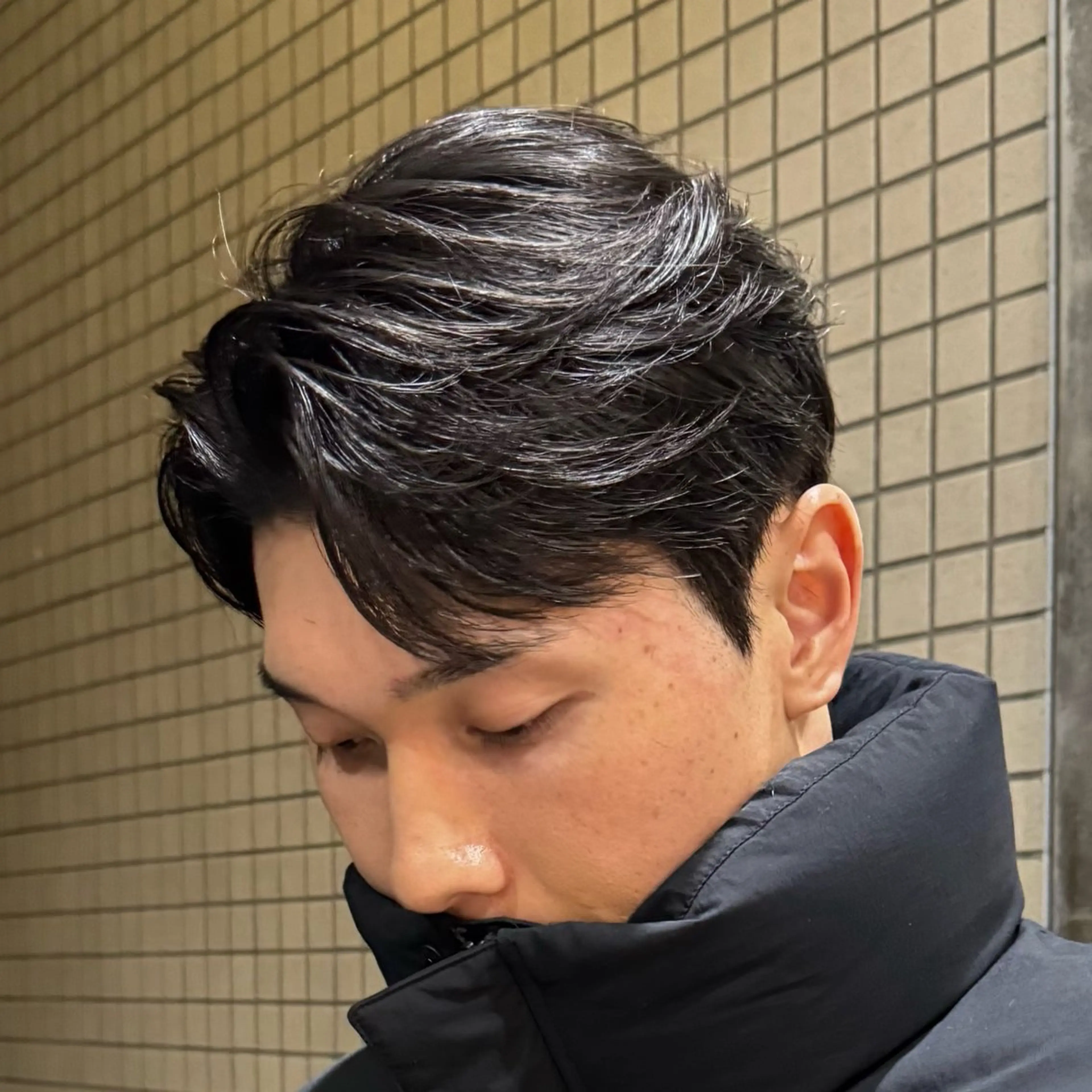 ショート パーマ メンズ センターパート フェザーパーマ メンズパーマ カット パーマ ヘッドスパ 金山駅前メンズパーマ 特化 COUNTERのヘアスタイル