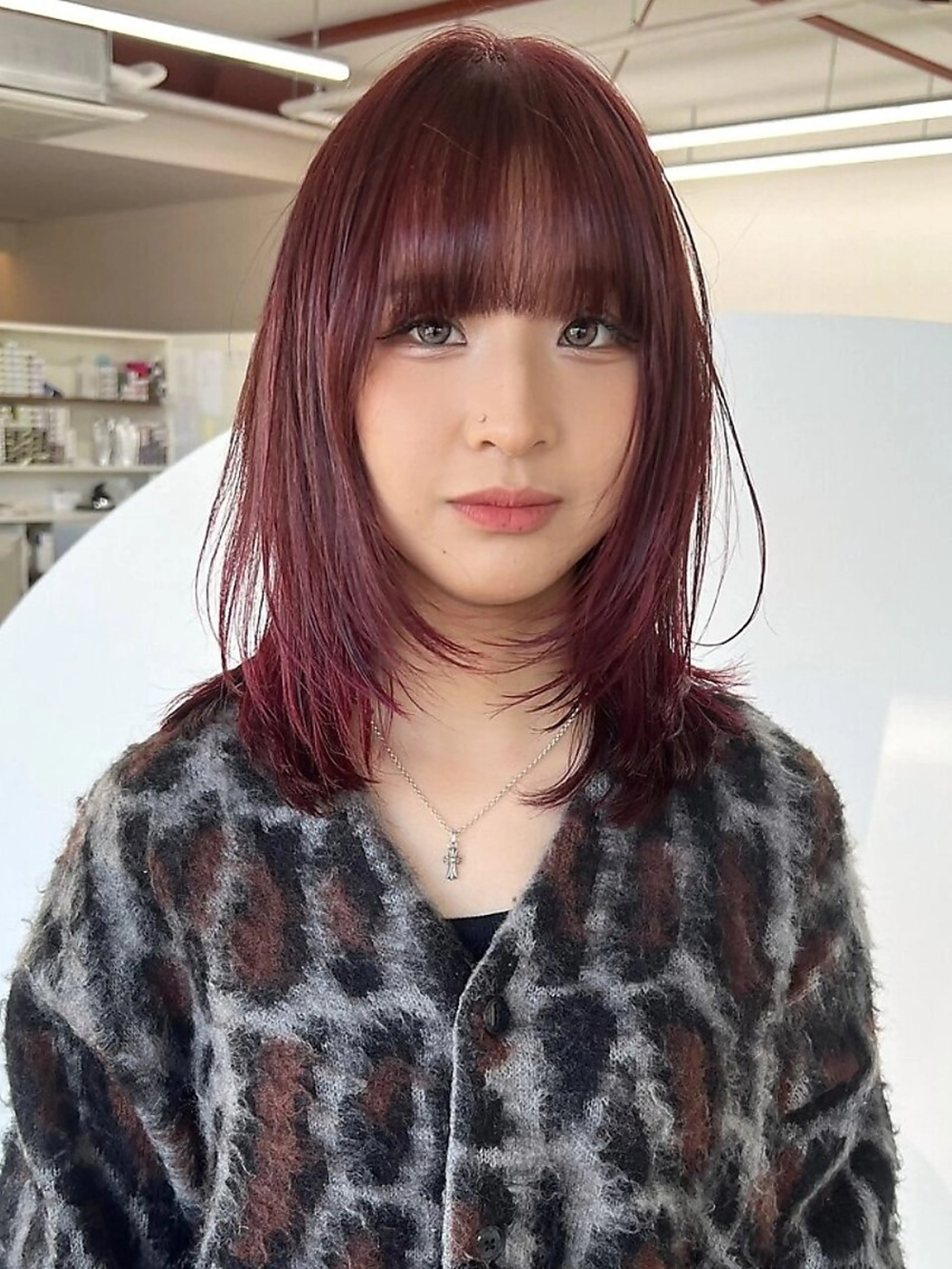 ミディアム カラー 🌼透明感カラー/ 縮毛矯正/結羽🌼のヘアスタイル