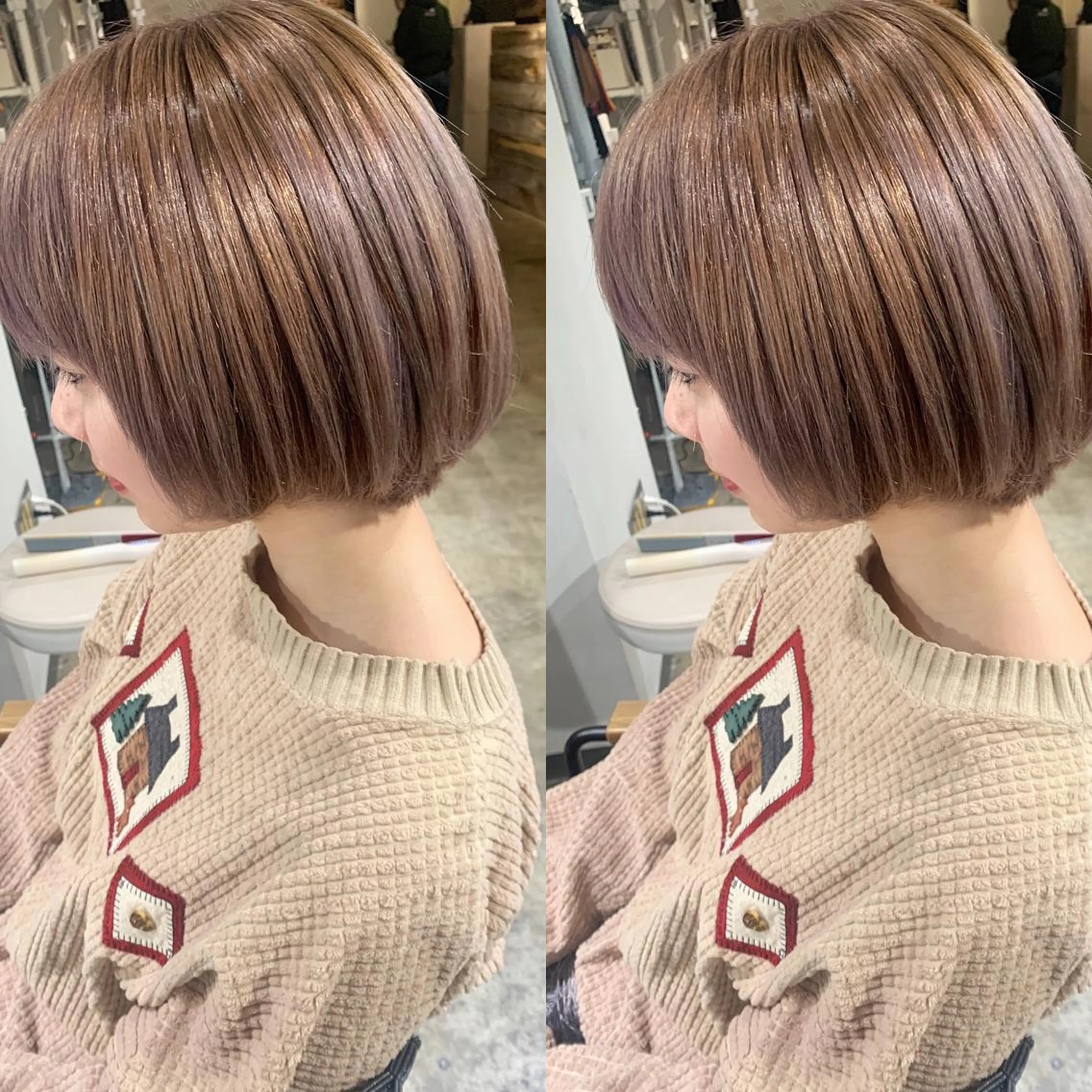 ショート カラー ベージュカラー ヘアカラー トリートメント ヘアセット ✨艶ブリーチカラー ✨四ノ宮裕己のヘアスタイル