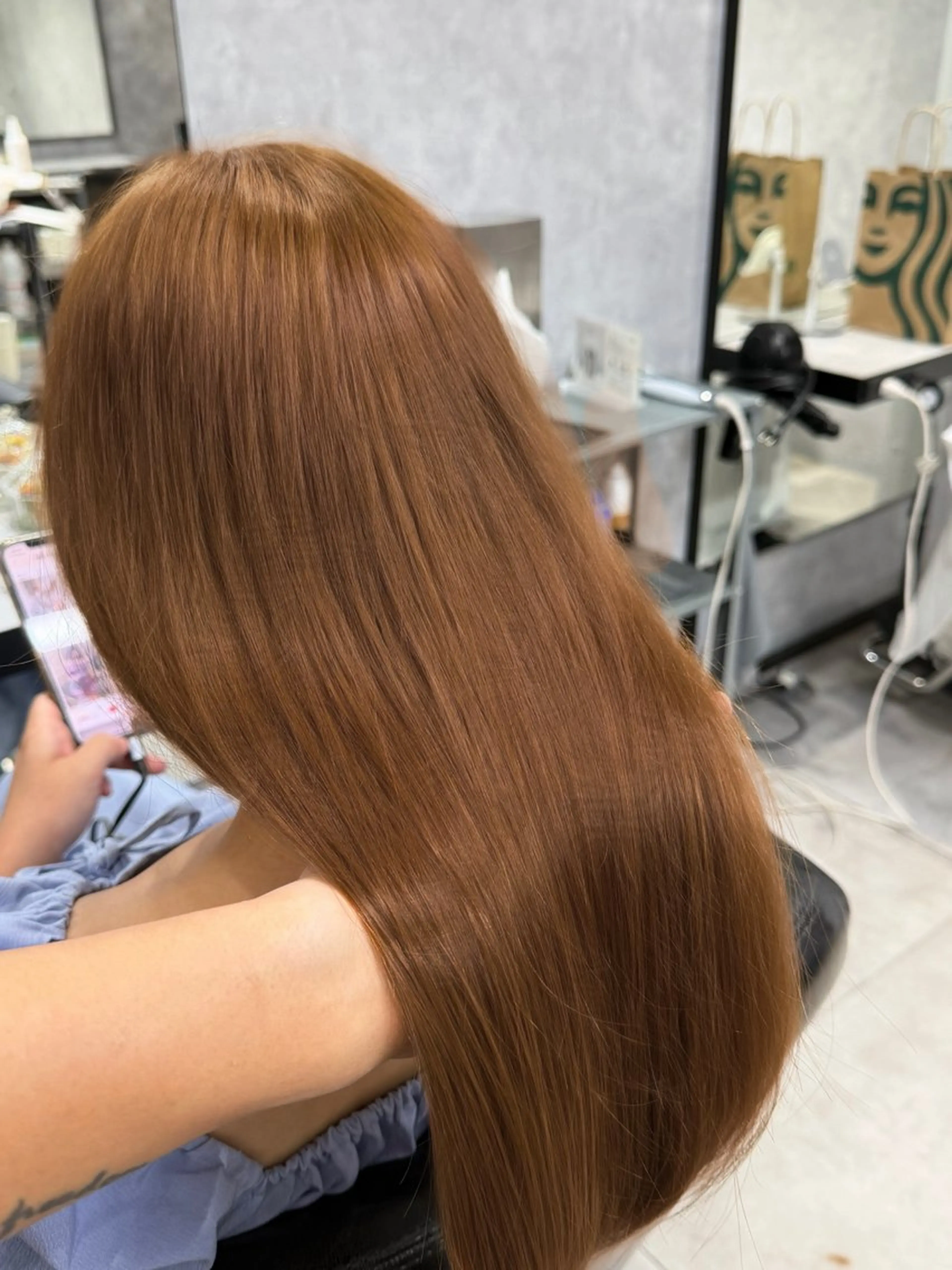 ⚠️ダメージ最小限⚠️カラー剤のみでWカラー＋潤いケアkeratinトリートメントの写真
