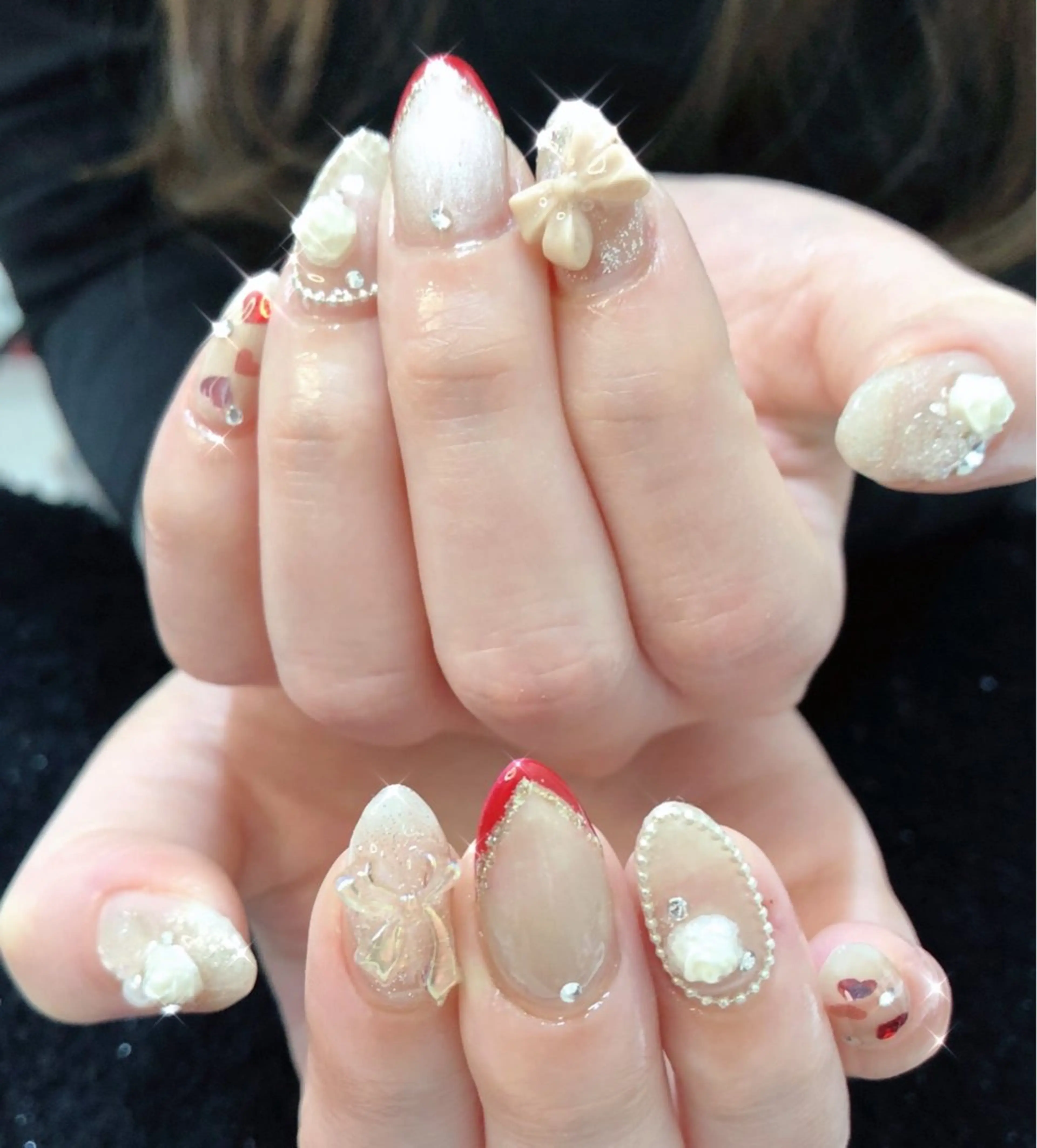 ネイル フレンチネイル ジェルネイル ガラスフレンチ ゴージャス グラデーション 大門浜松町 ネイルのネイルデザイン