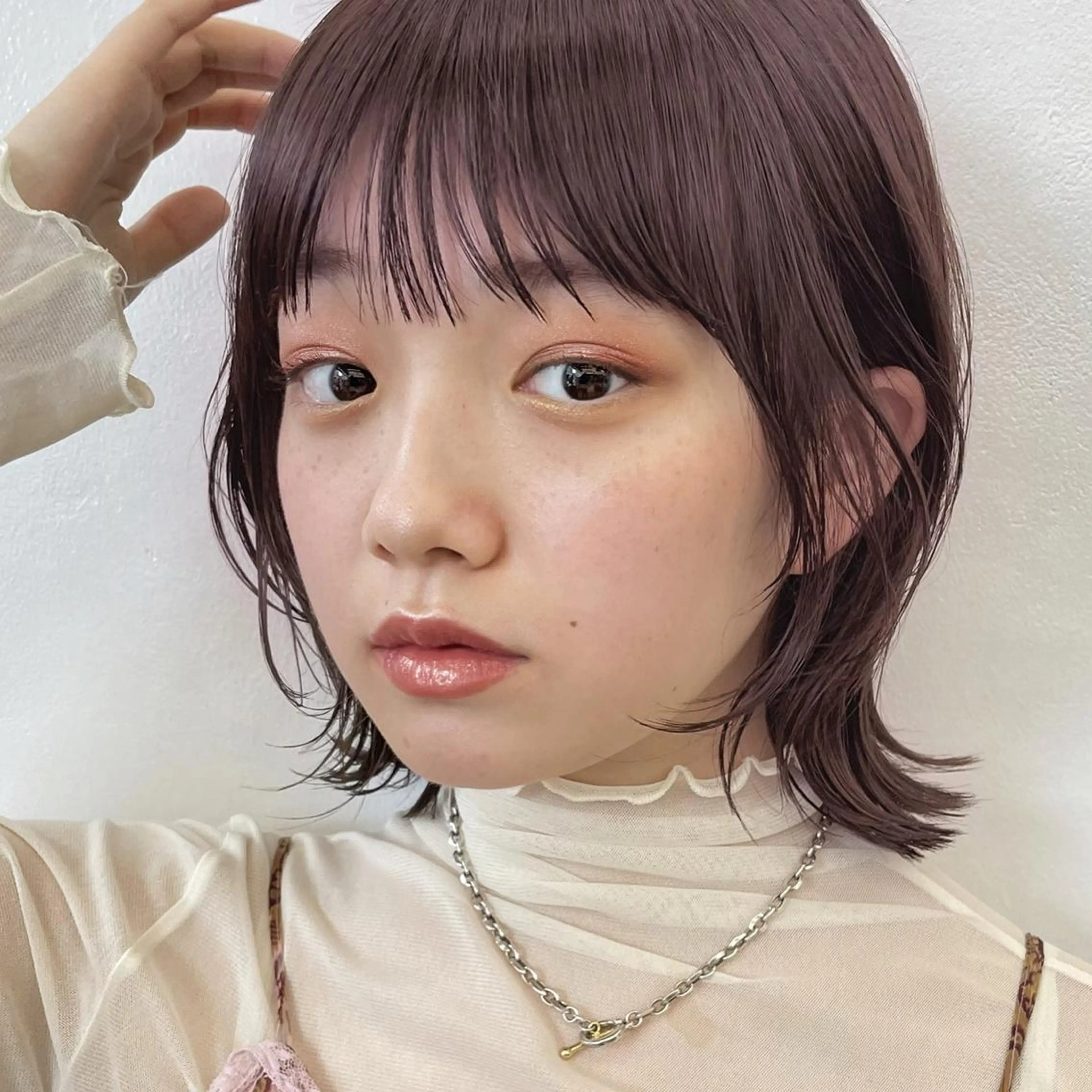 ミディアム カラー ヘアアレンジ カット ヘアカラー トリートメント ヘッドスパ ヘアセット 【柔らか透明感✨/ 似合せ前髪】大石葉月のヘアスタイル