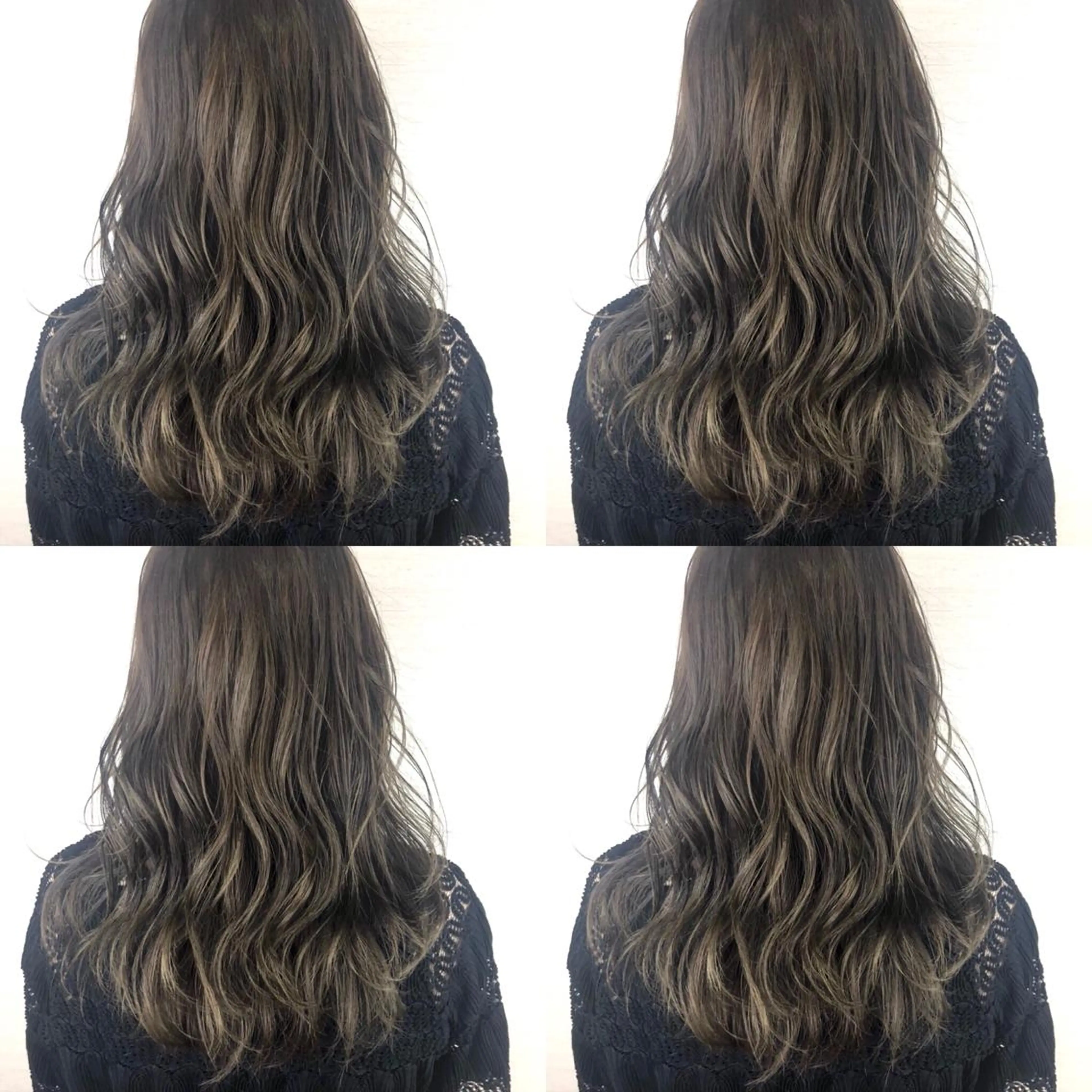 セミロング カラー グレージュ シアーグレージュ 韓国レイヤーカット/ ダブルカラーのヘアスタイル