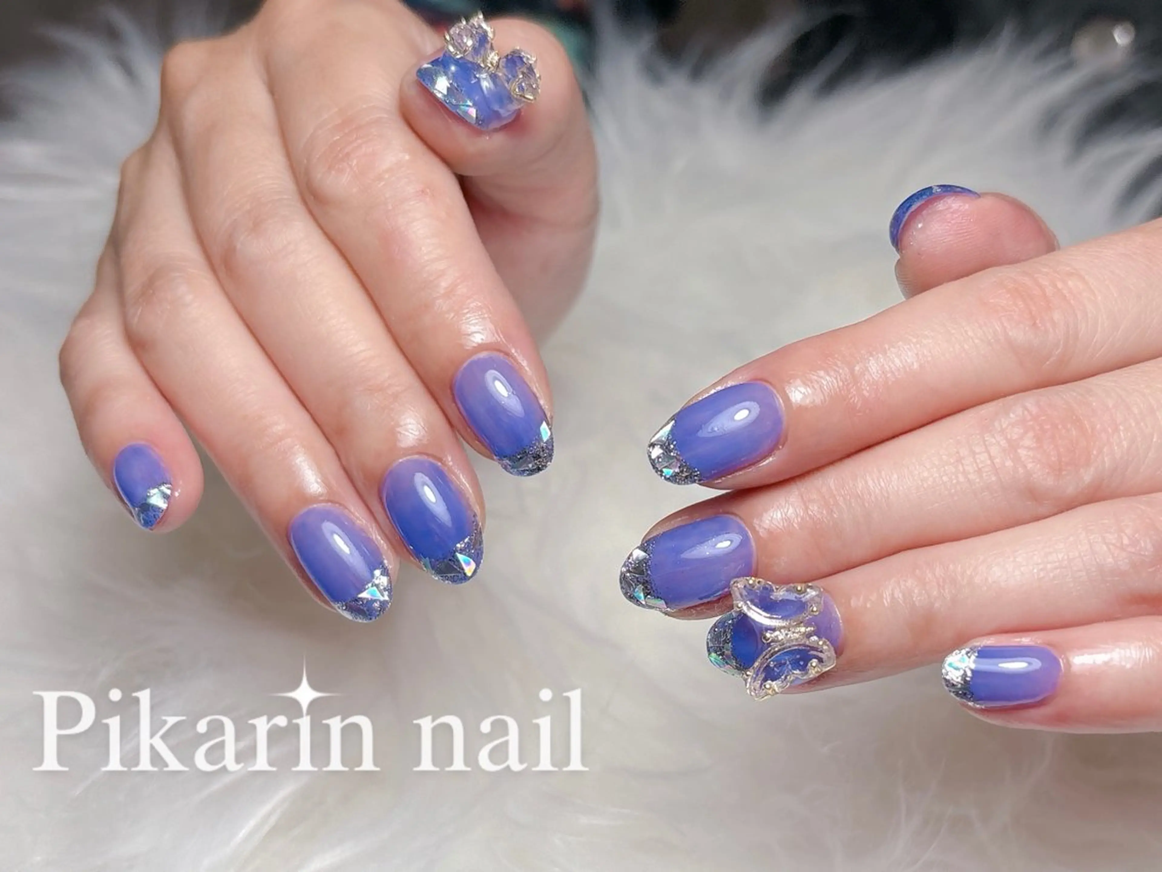 ネイル フレンチネイル ガラスフレンチ ハンドネイル 🌟Pikarin Nail🌟のネイルデザイン