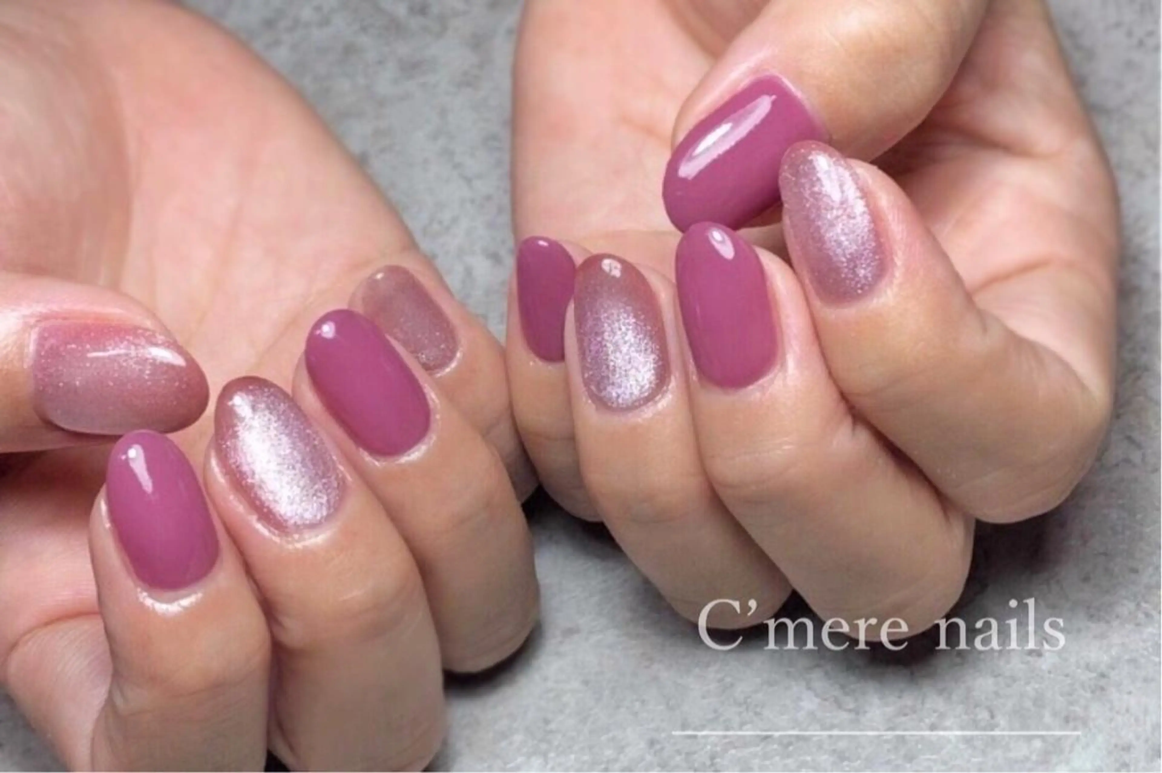 ネイル マグネットネイル ピンク ハンドネイル C'mere nailsのネイルデザイン