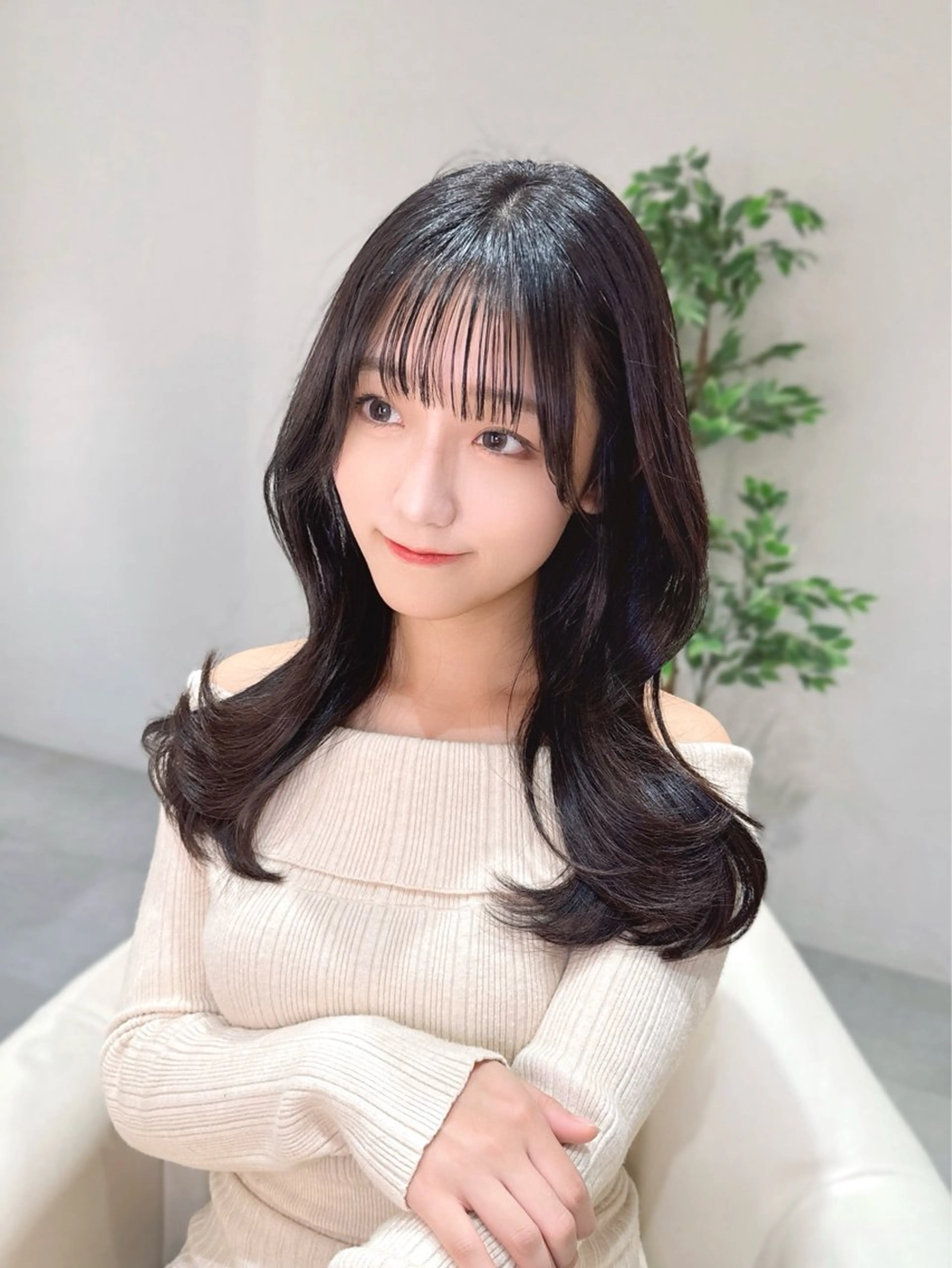 ミディアム カラー カット ヘアカラー トリートメント ヘッドスパ ヘアセット 韓国ヘア/レイヤー/ 顔まわり/りょーとのヘアスタイル