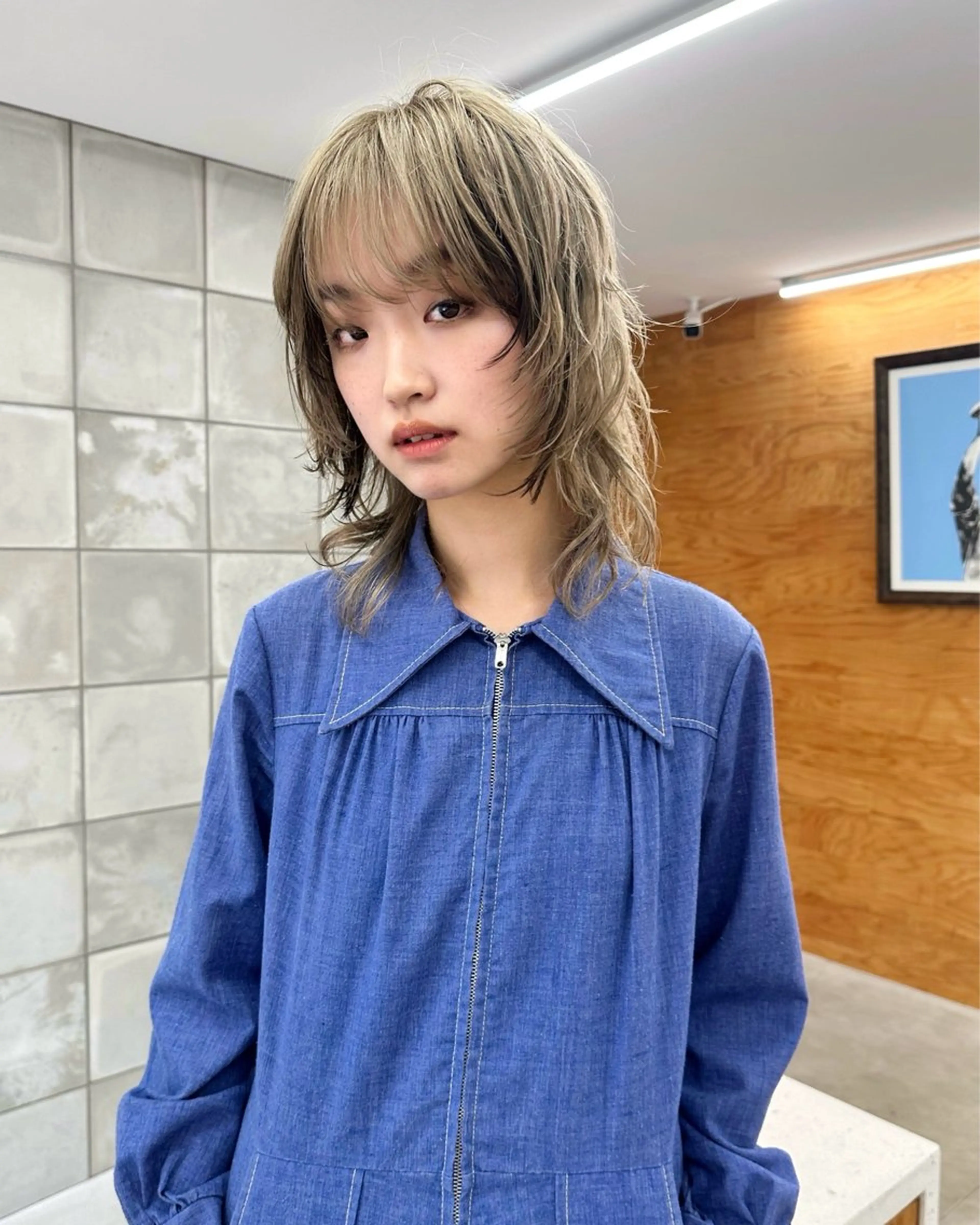 ミディアム カラー ハイトーンカラー ハイレイヤー レイヤーカット ウルフカット カット ヘアカラー 榛地 渉馬のヘアスタイル