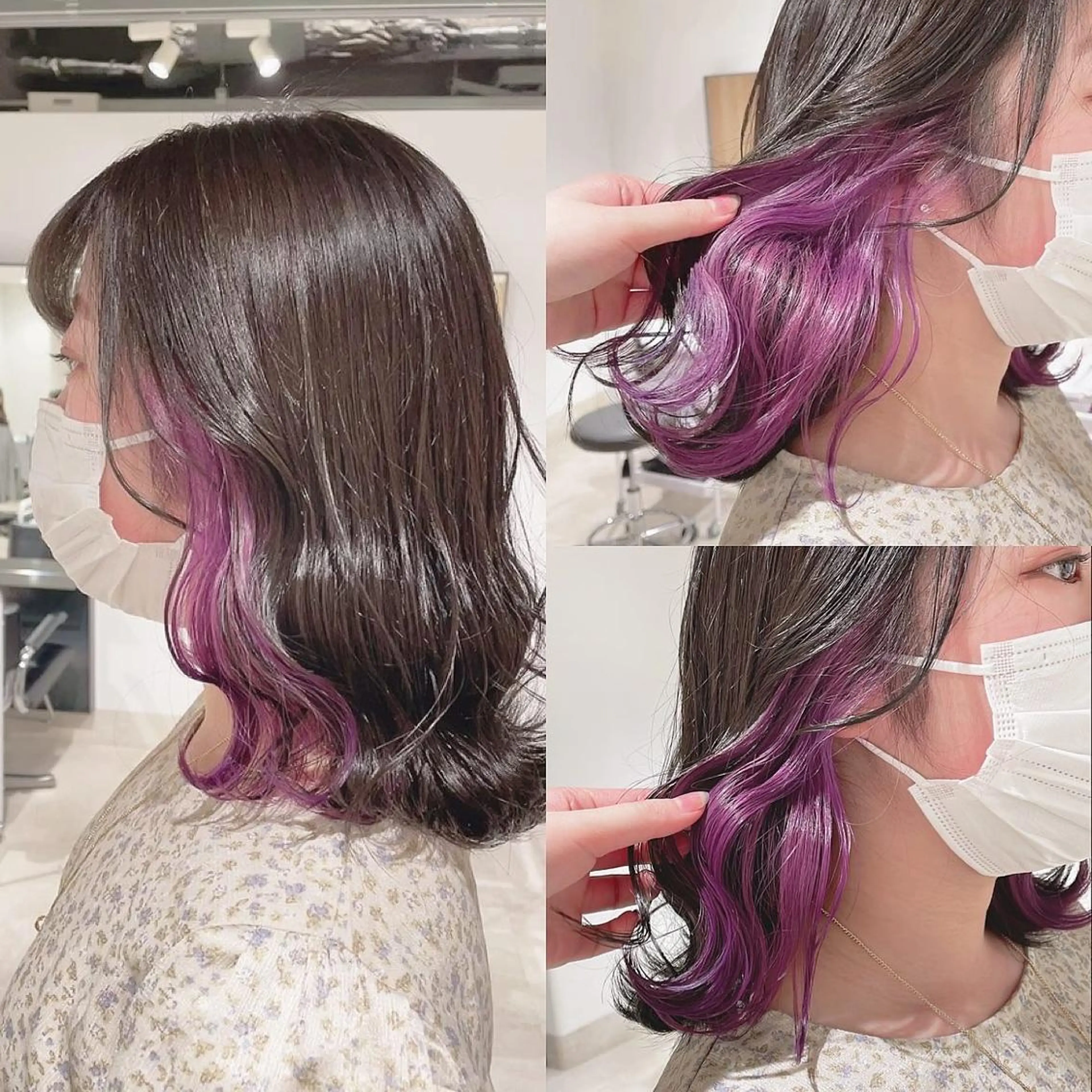 ミディアム カラー ブリーチ ヘアカラー トリートメント 渋谷:インナーカラー ／🍒エリカ🍒のヘアスタイル