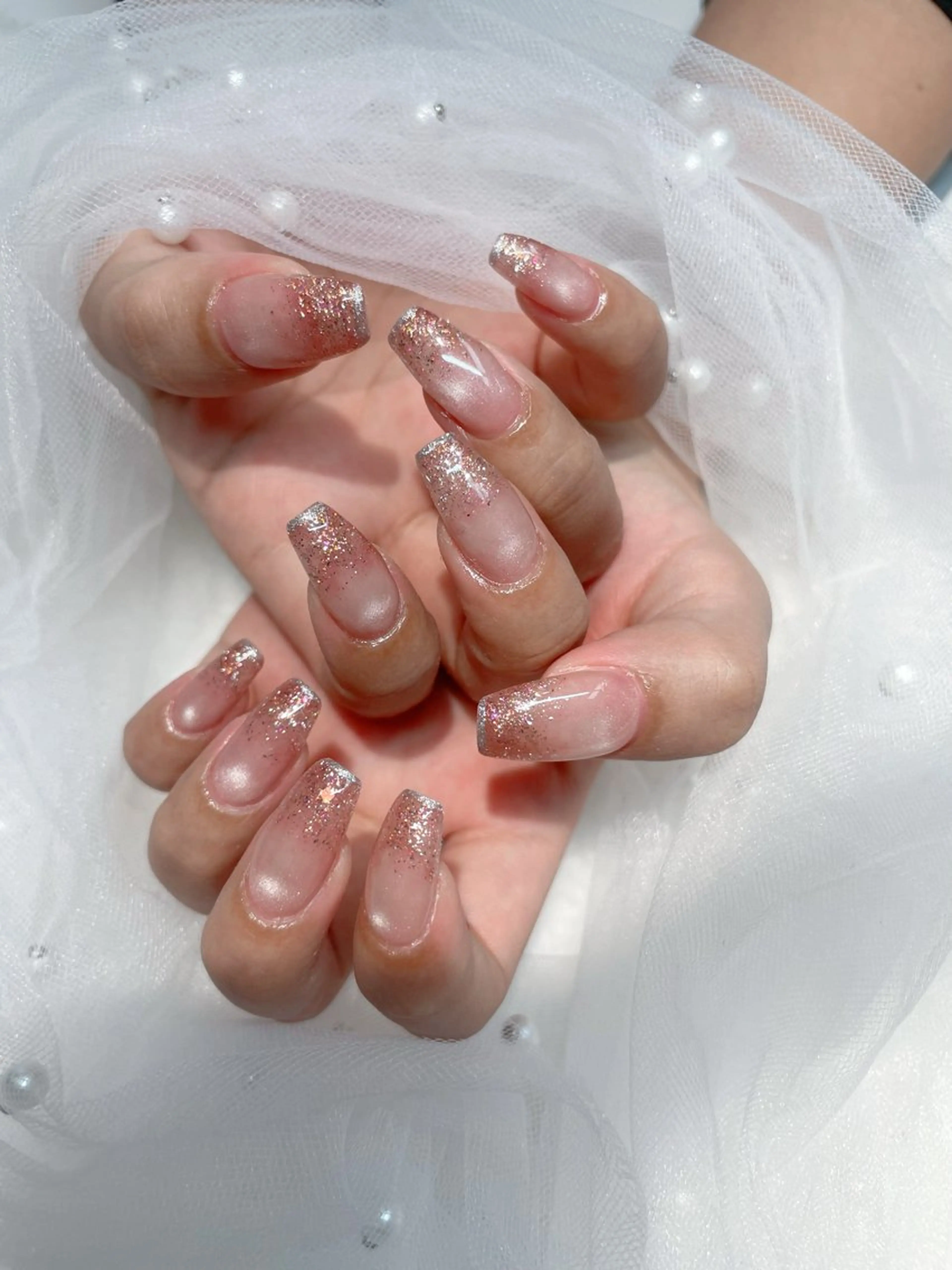 ネイル ラメ(グリッター) ピンク I-nail Moeのネイルデザイン