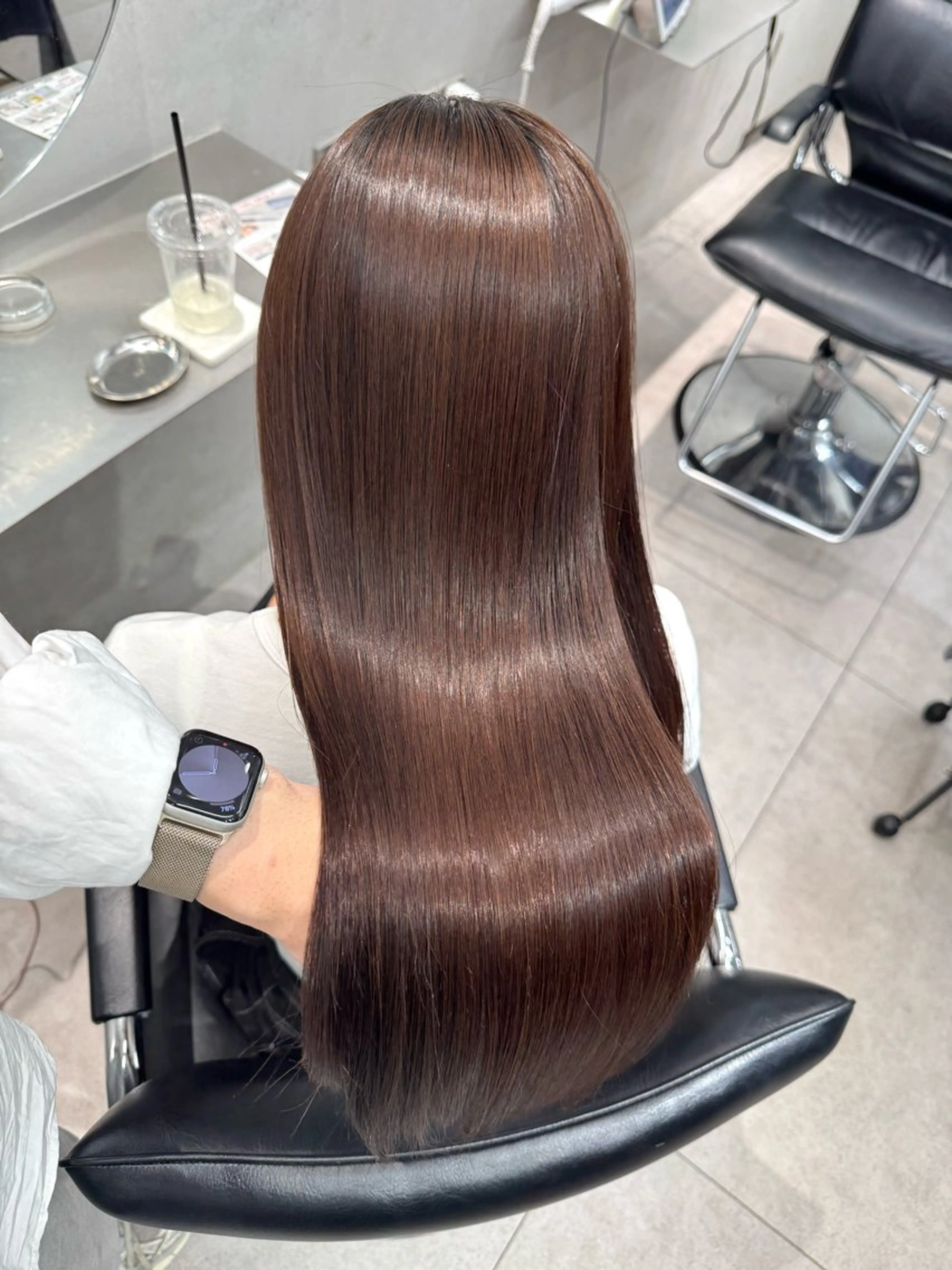 セミロング ヘアカラー 縮毛矯正 🫧‪髪質改善／艶髪 🫧‪艶カラー／りくのヘアスタイル