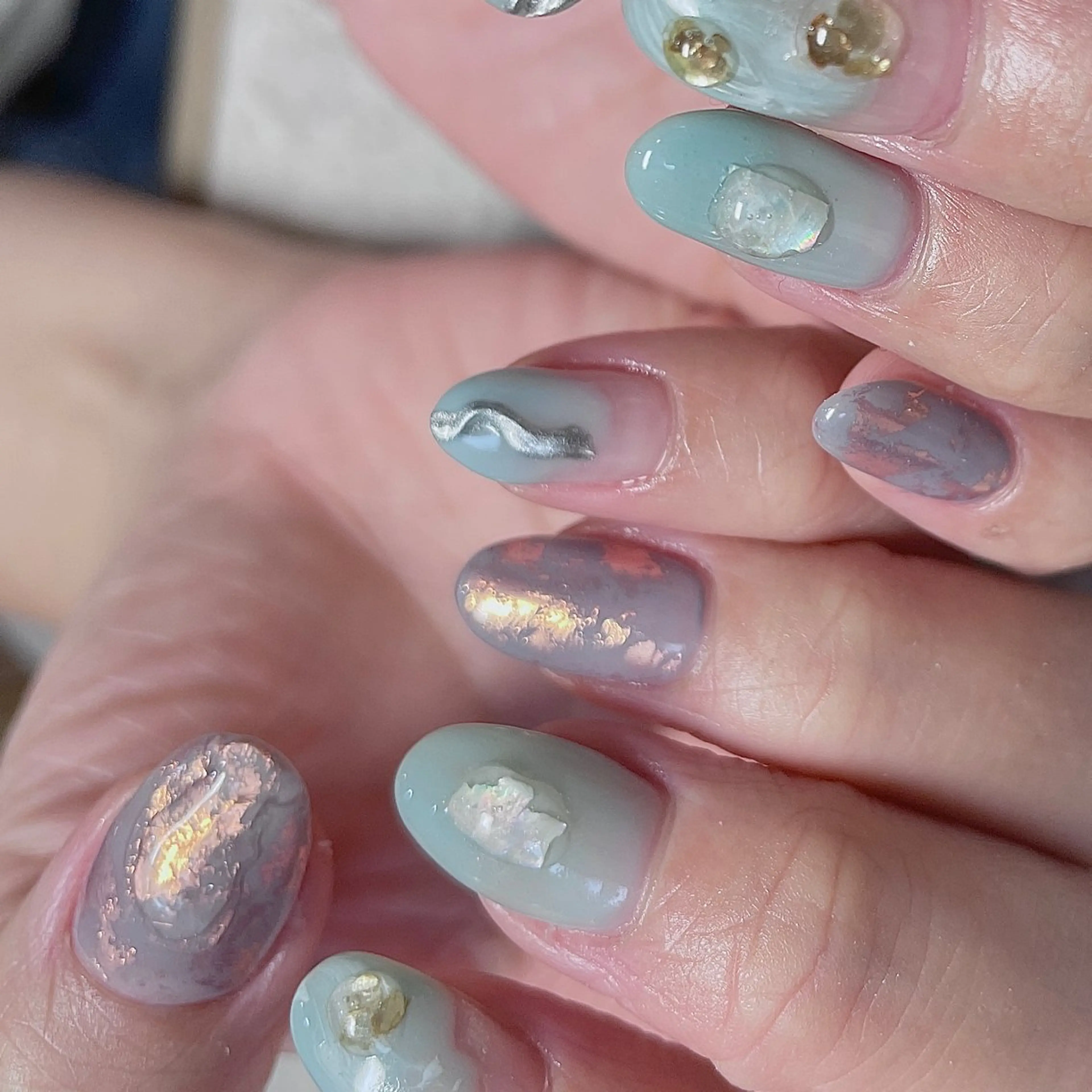 ネイル ブルー キラキラネイル ニュアンスネイル パープル 夏ネイル acs.n所属・ネイル,耳つぼ 風間すみれのその他イメージ