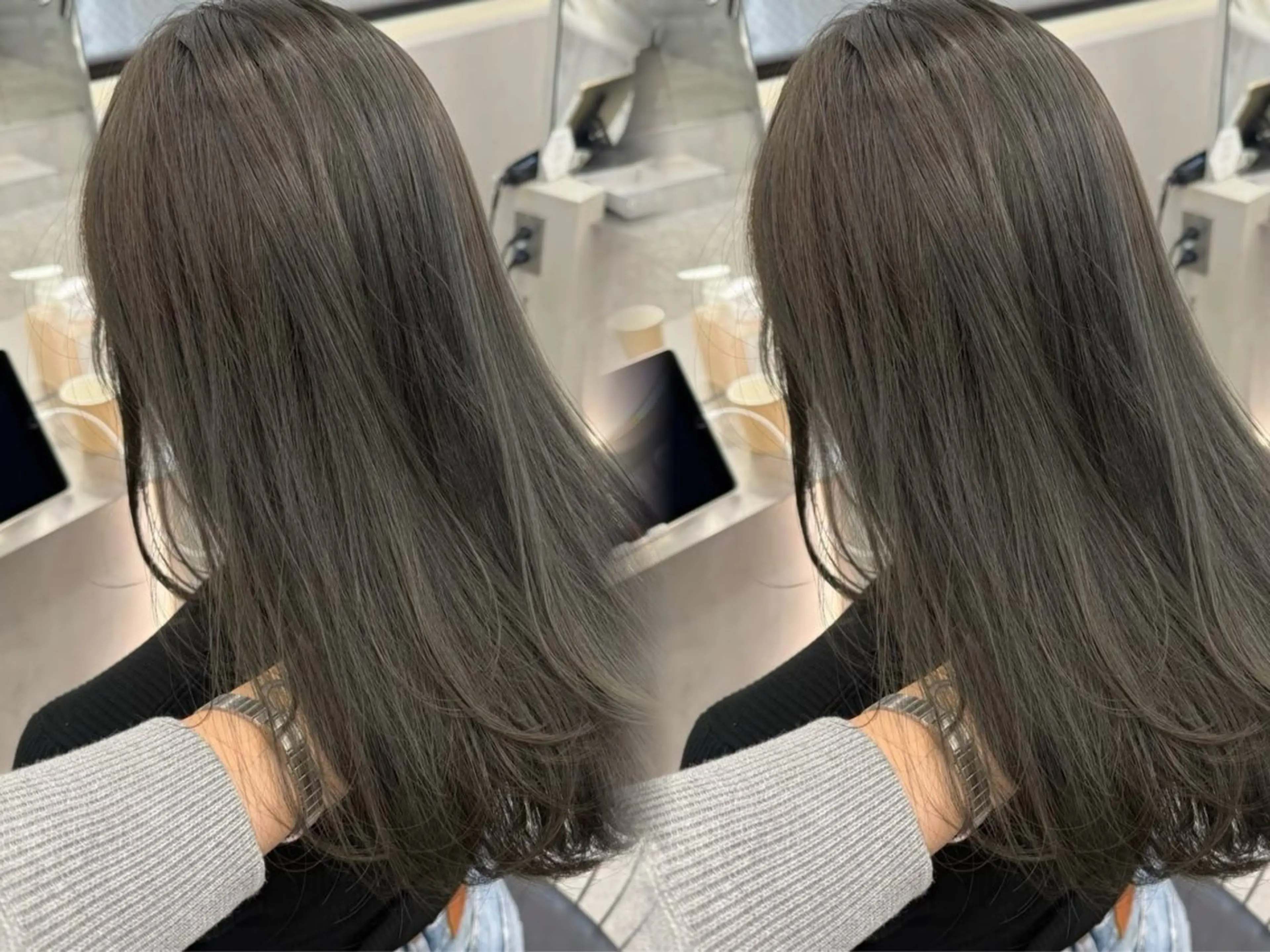 セミロング カット ヘアカラー トリートメント 韓国🇰🇷レイヤー 透明感/秀瑛🩶のヘアスタイル