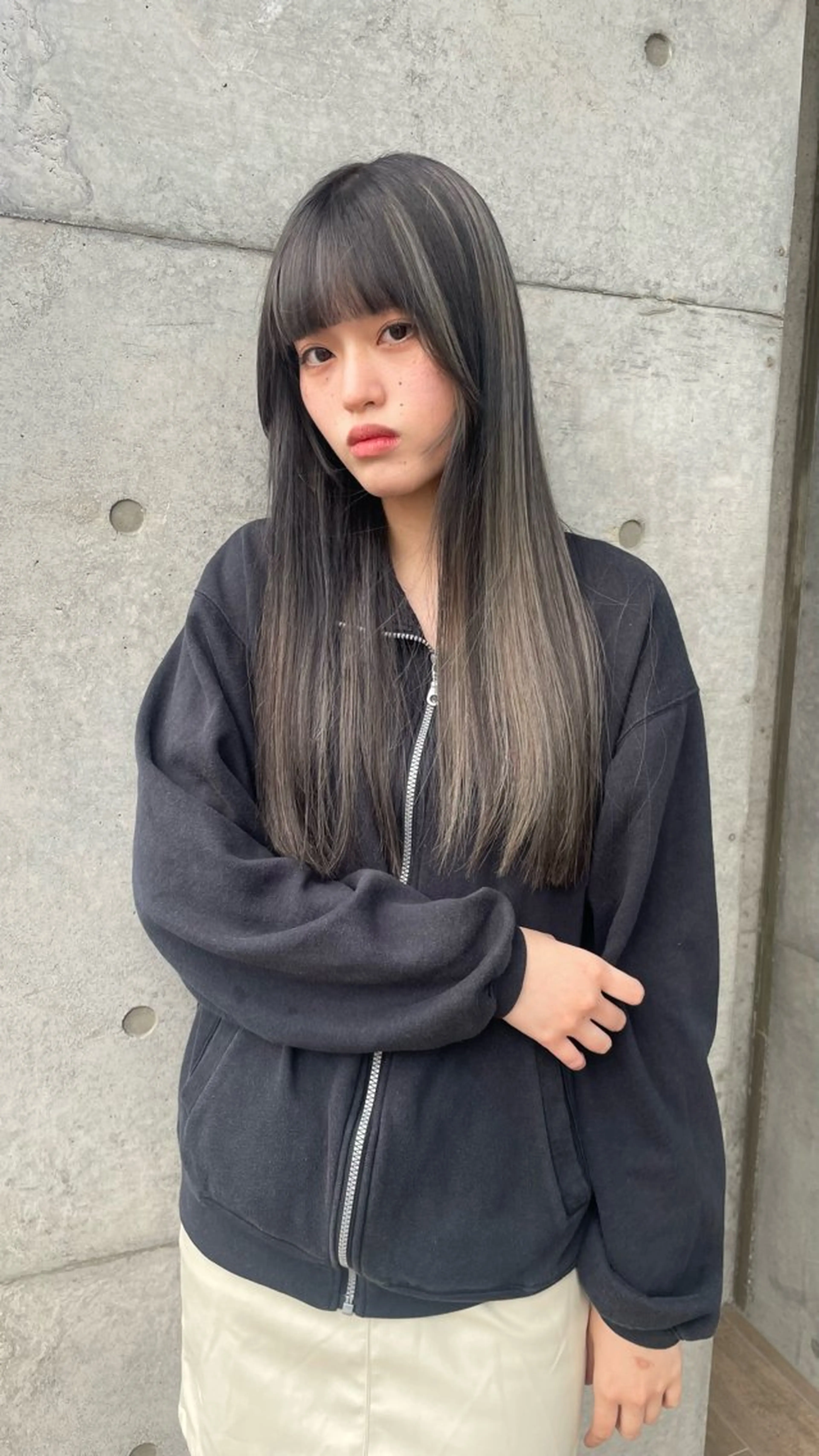 ロング カラー ベージュカラー 黒髪 ブリーチ デザインカラー ハイライトカラー 薬院浄水通/ショート /ボブ/rukaのヘアスタイル