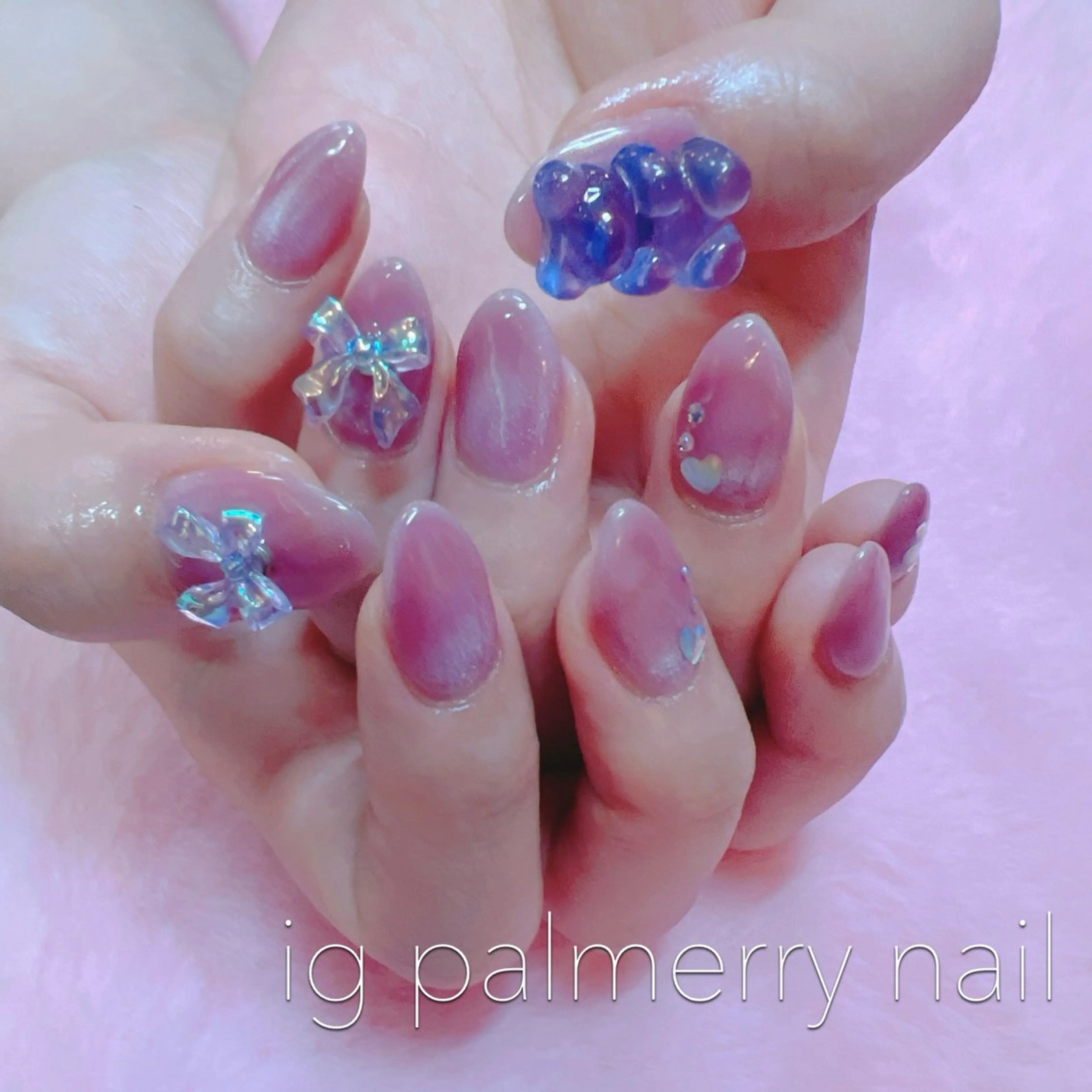 ネイル マグネットネイル リボン palmerry nail所属・住吉 美香のネイルデザイン