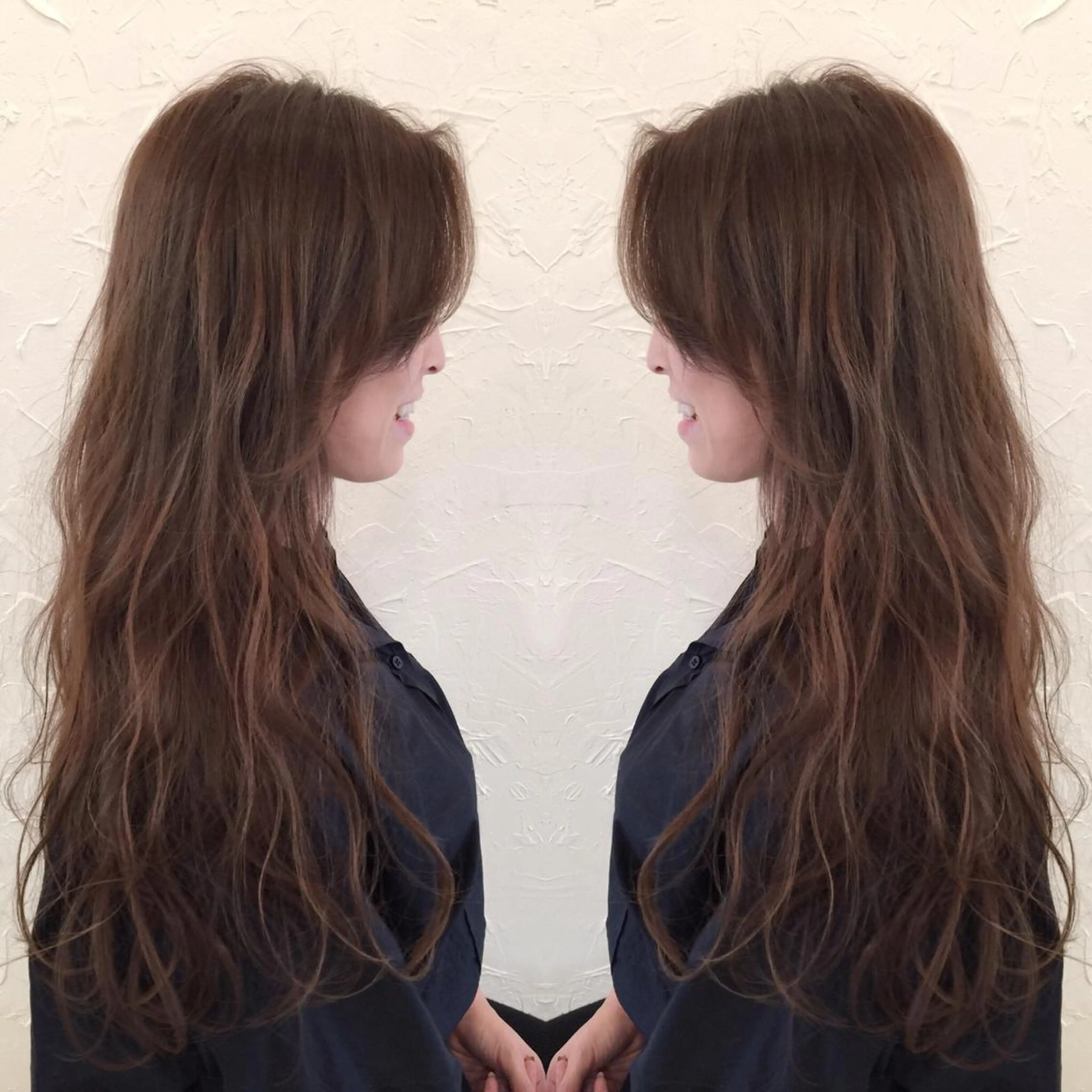 ミディアム セミロング ロング カラー パーマ ベージュカラー ヌーディベージュ 👑圧倒的カラー👑 佐々木祐希のヘアスタイル