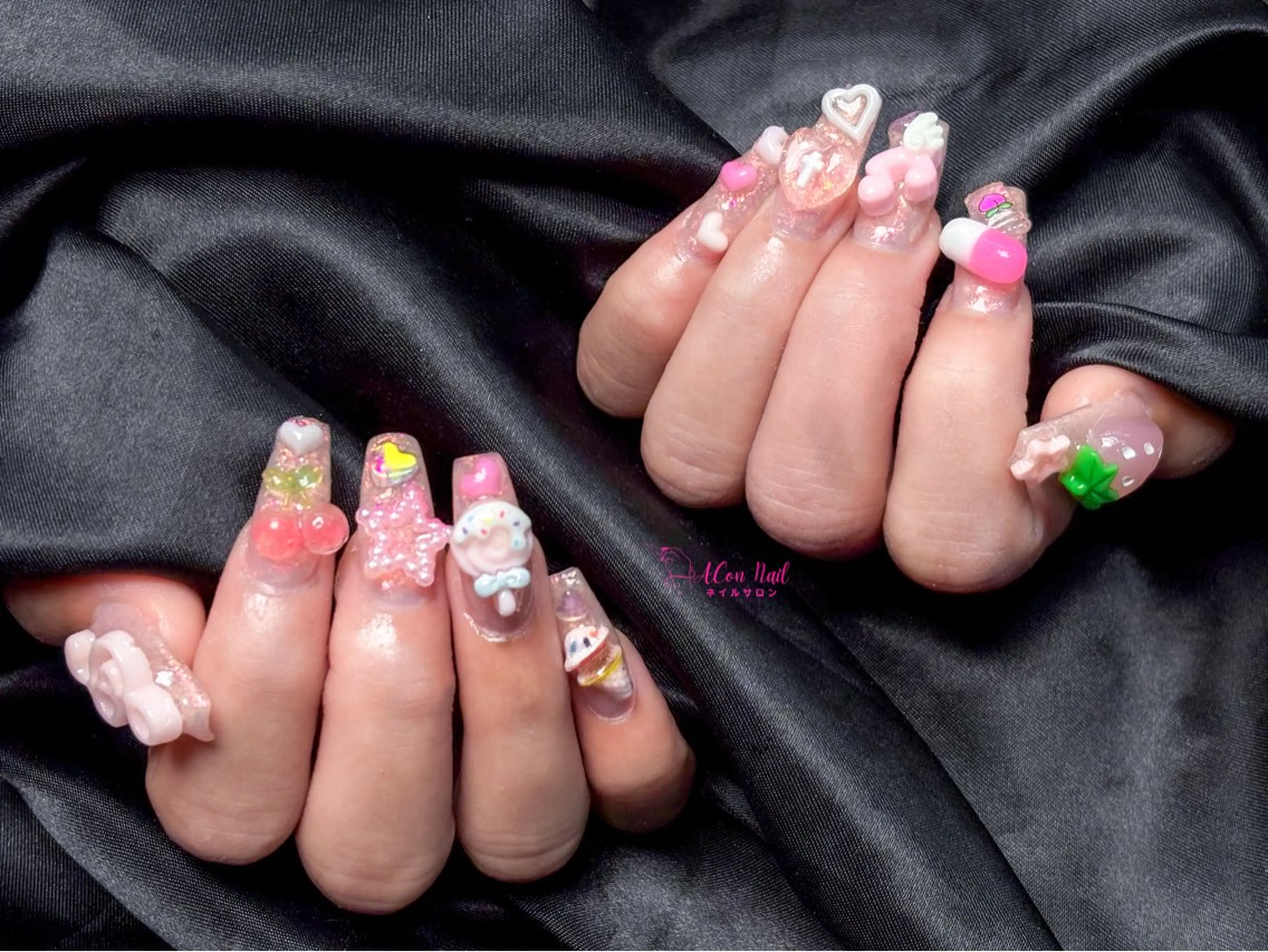 ネイル 桜ネイル 長さ出し フラワーネイル フレンチネイル ジェルネイル ハンドネイル AConNailSalon所属・ACon NailSalonのネイルデザイン