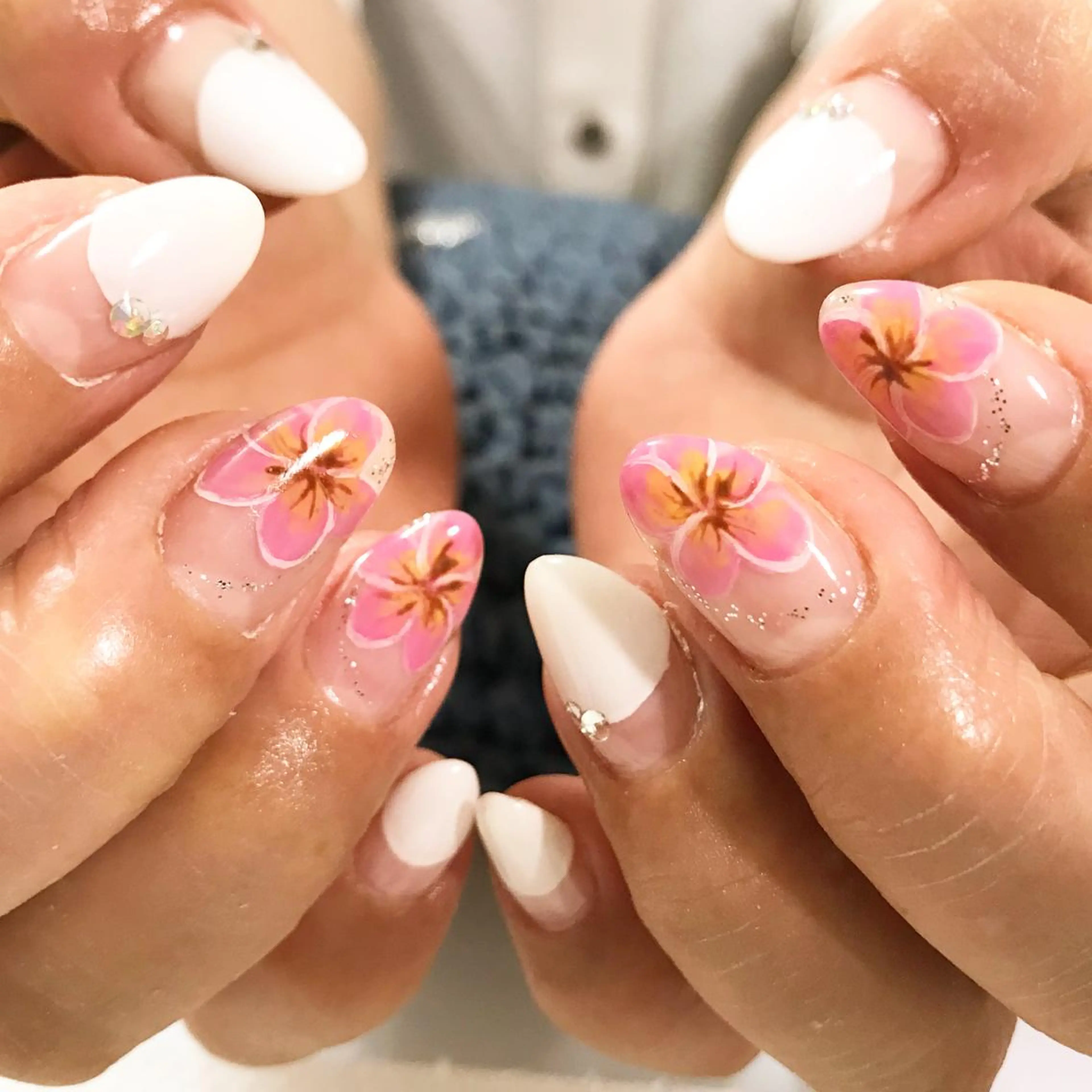 ネイル フラワーネイル フットネイル フレンチネイル シンプルネイル 春ネイル ハンドネイル ネイル フフラ所属・nail fufla ♡yamane♡のネイルデザイン