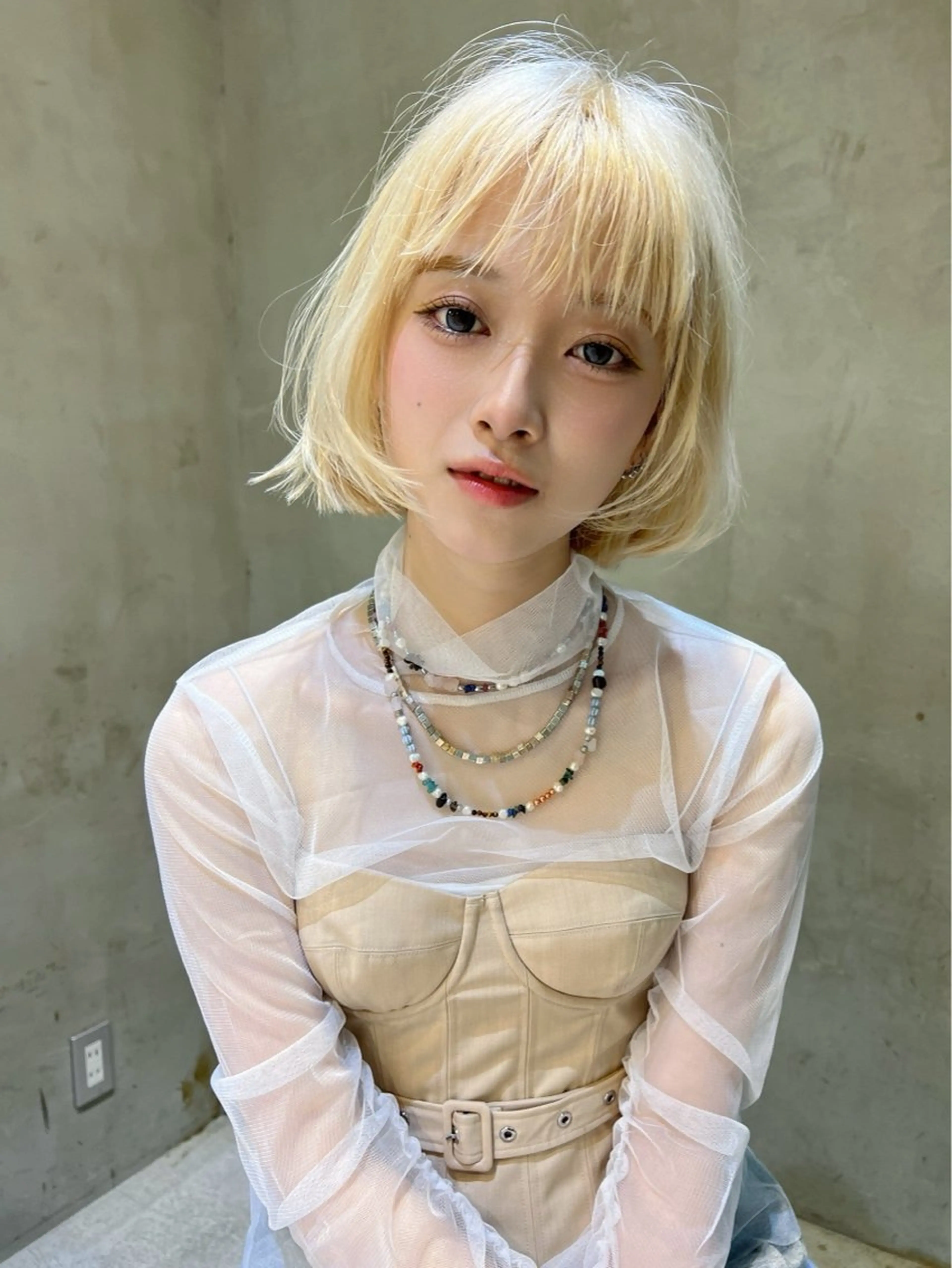 ショート カラー ブリーチ ボブ メンズ🙆 レディース美髪✨のヘアスタイル