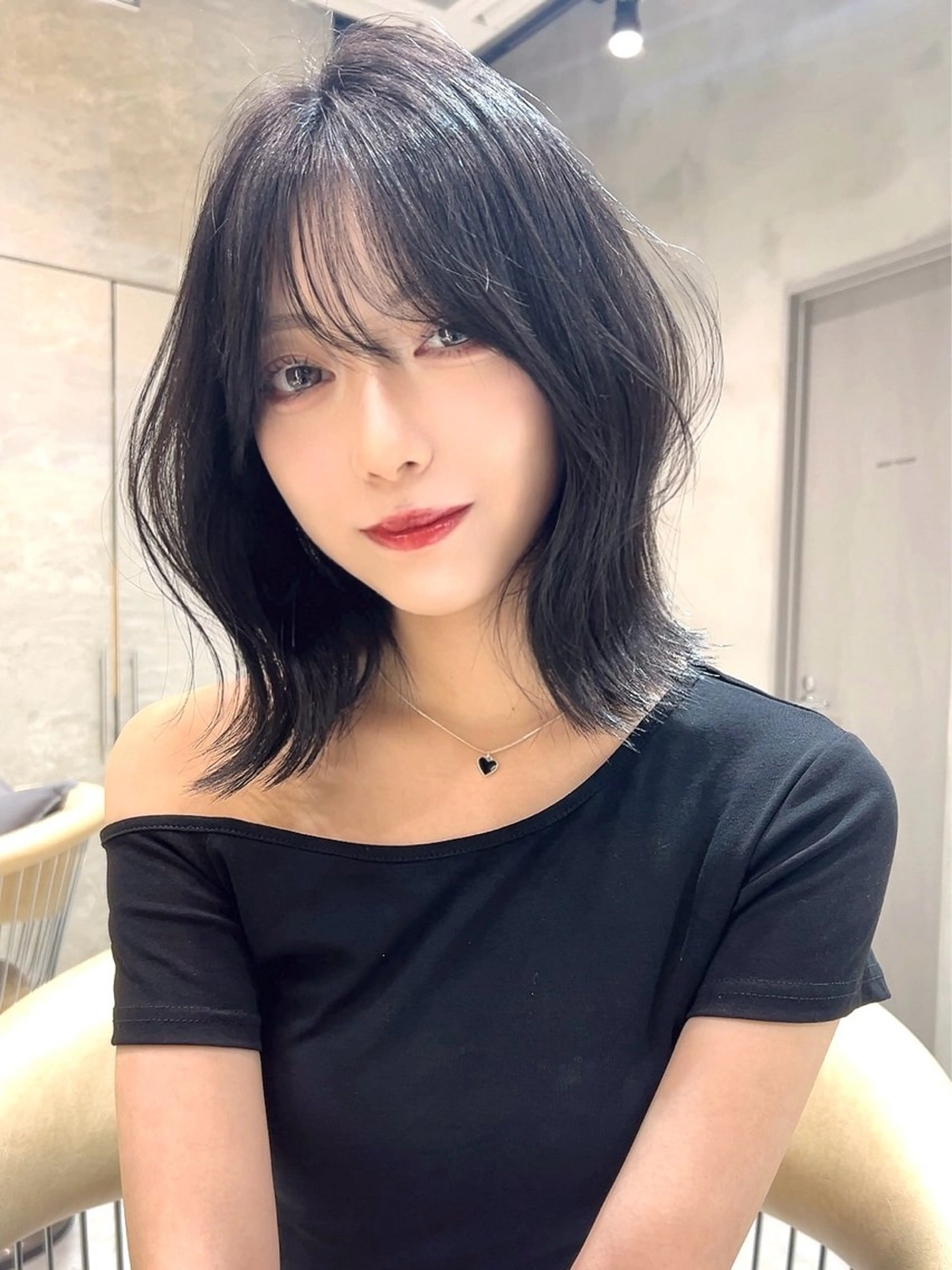 ミディアム カラー カット ヘアカラー トリートメント 韓国レイヤー 店長　渡部晃輝のヘアスタイル