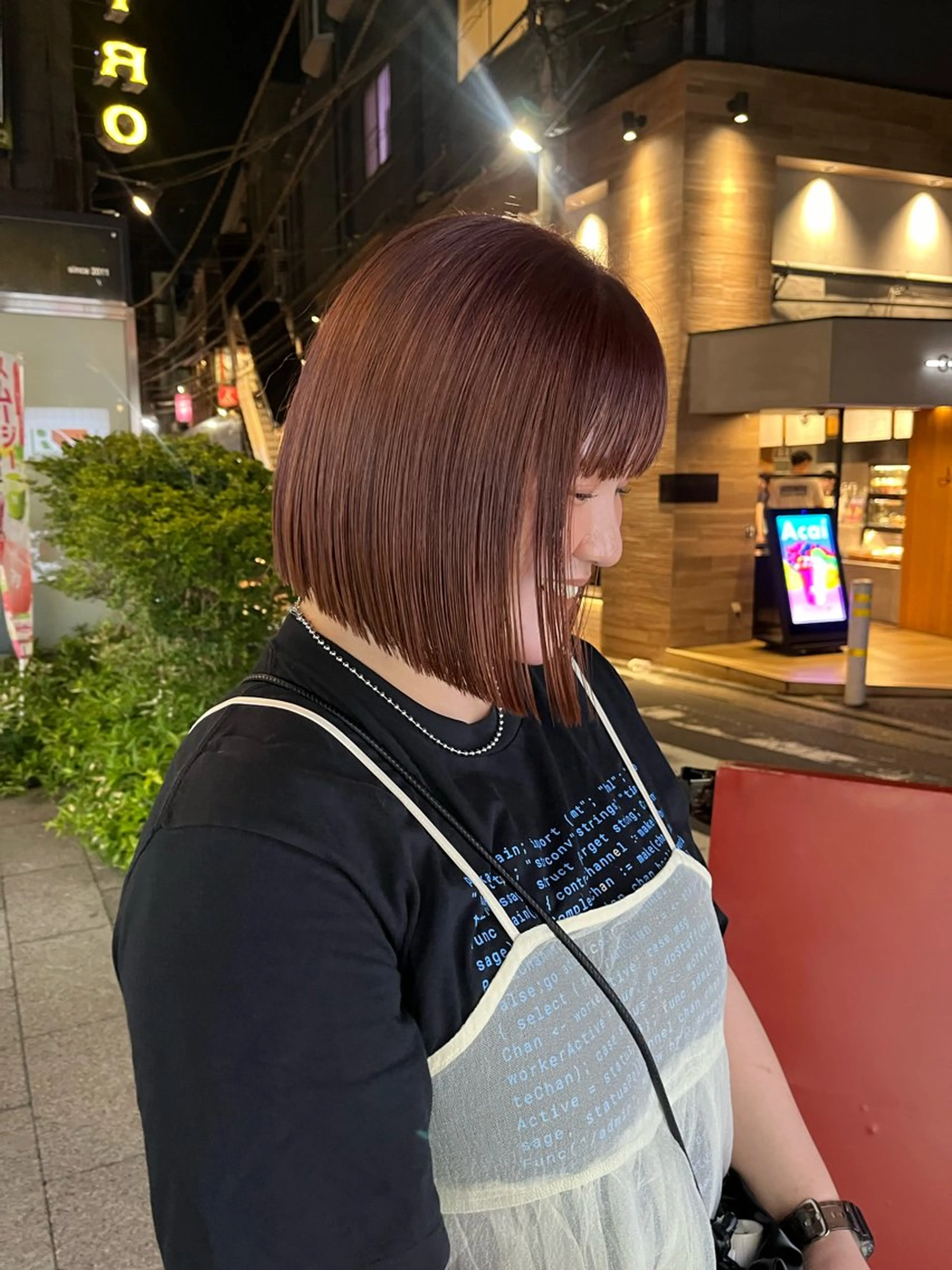 ショート カラー オレンジ ピンクカラー 竹内 菜々子のヘアスタイル