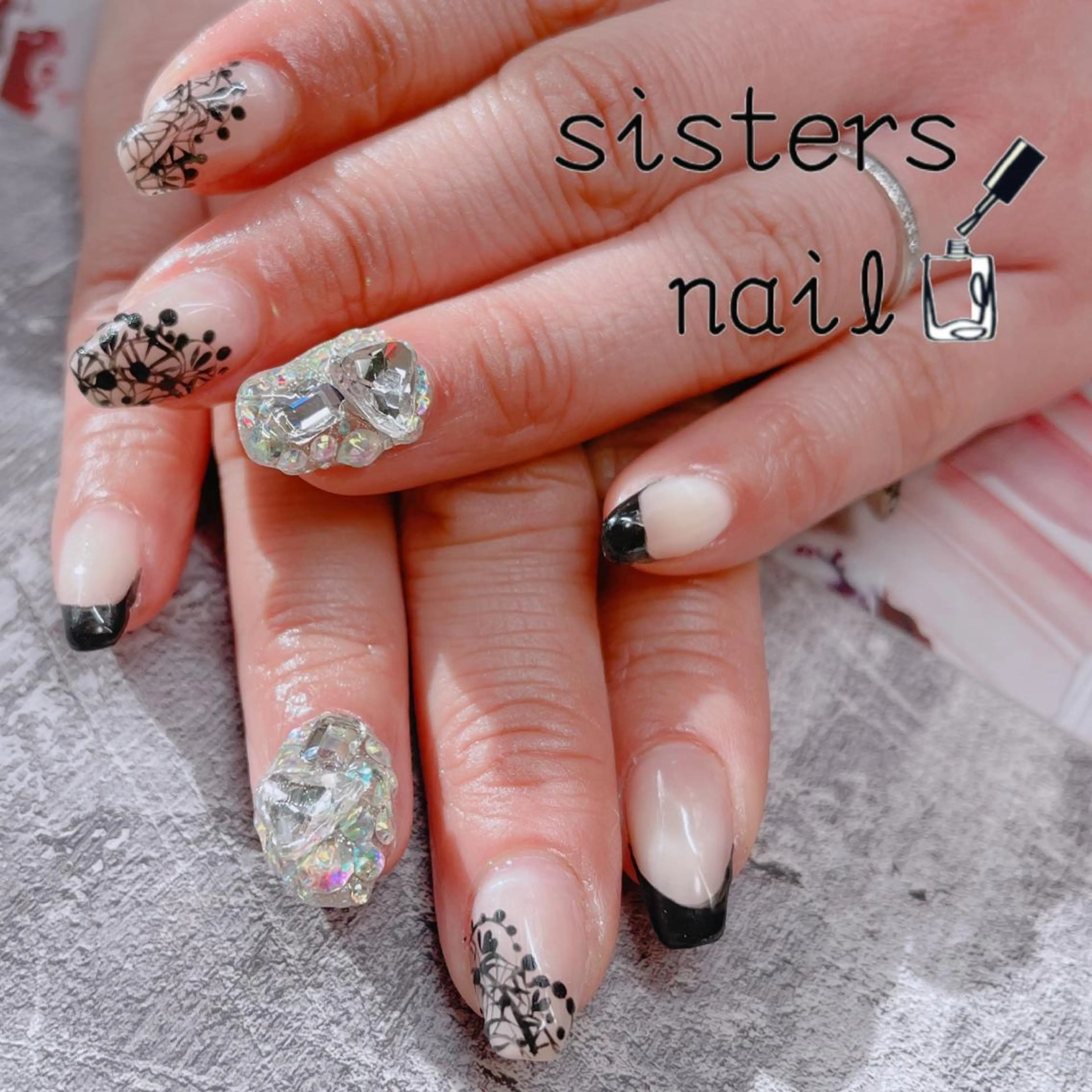 ネイル アートネイル フレンチネイル レース 春ネイル ハンドネイル ハンドケア sisters nail.fのネイルデザイン