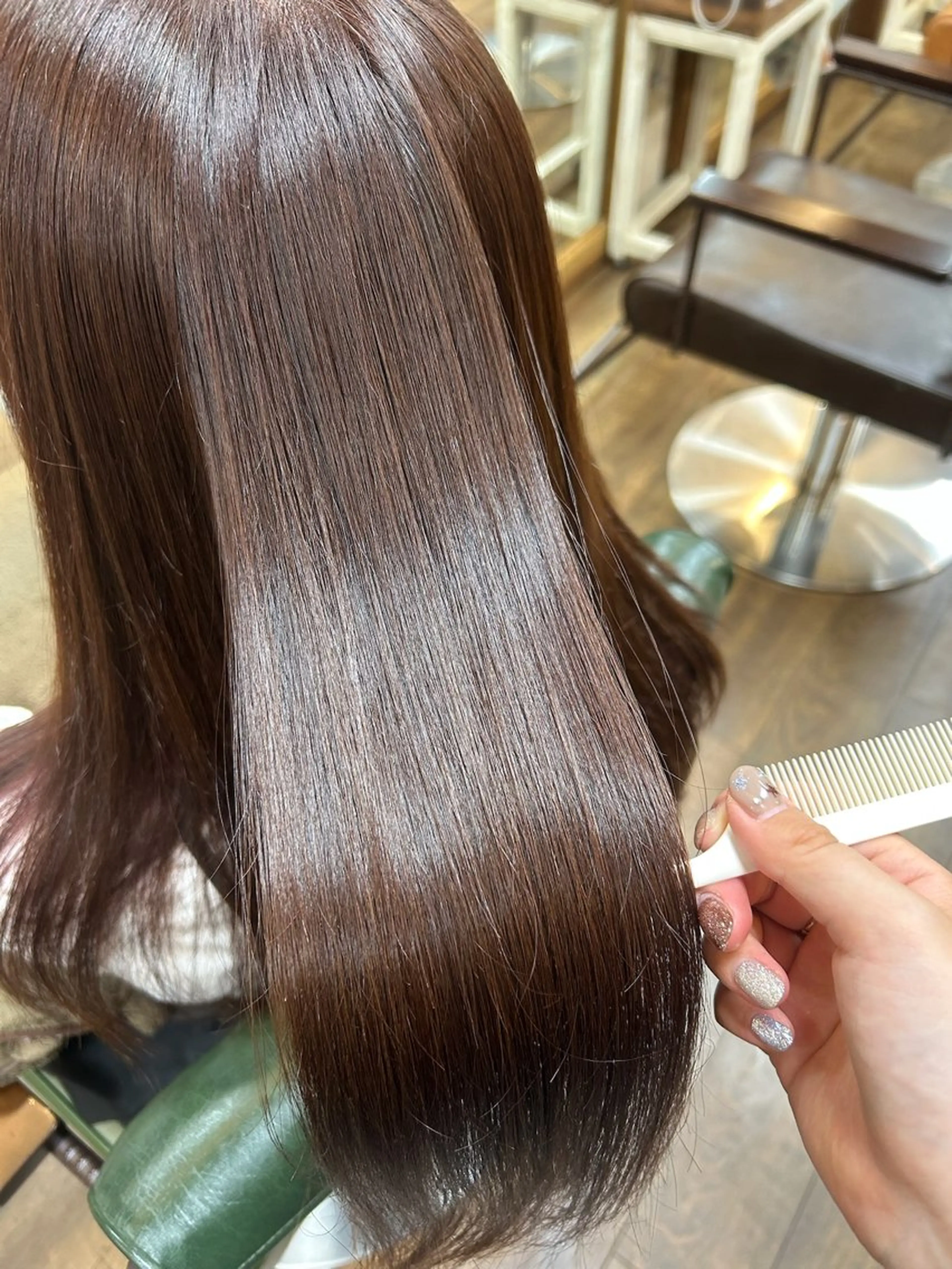 セミロング カラー ブラウンカラー ヘアカラー 徳 永のヘアスタイル