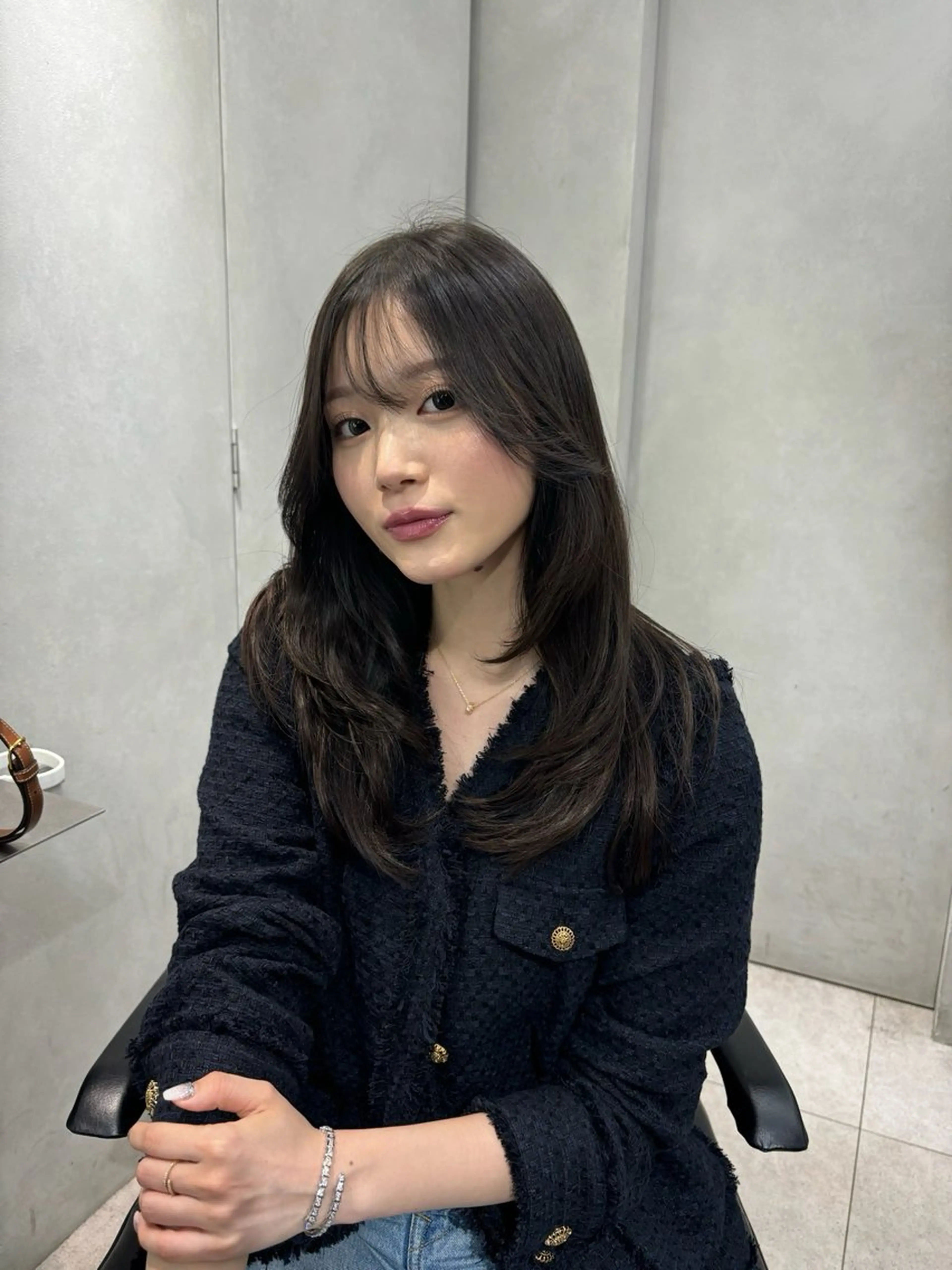 セミロング カット トリートメント emi 韓国ワンホンヘアのヘアスタイル