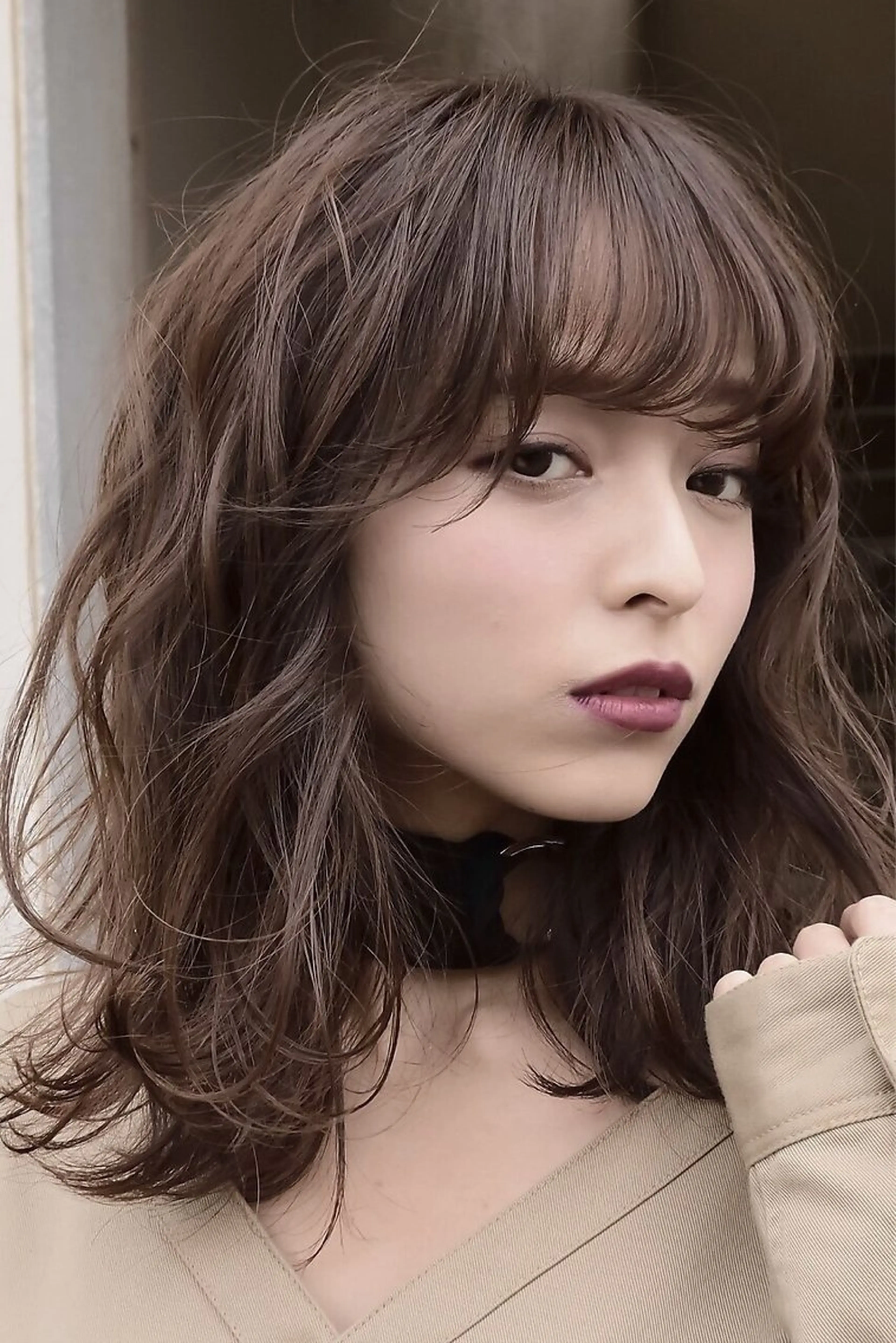 ロング カラー パーマ 韓国風ヘア レイヤーカット デジタルパーマ カット パーマ トリートメント コテ巻き風パーマ/ キミシマカイトのヘアスタイル