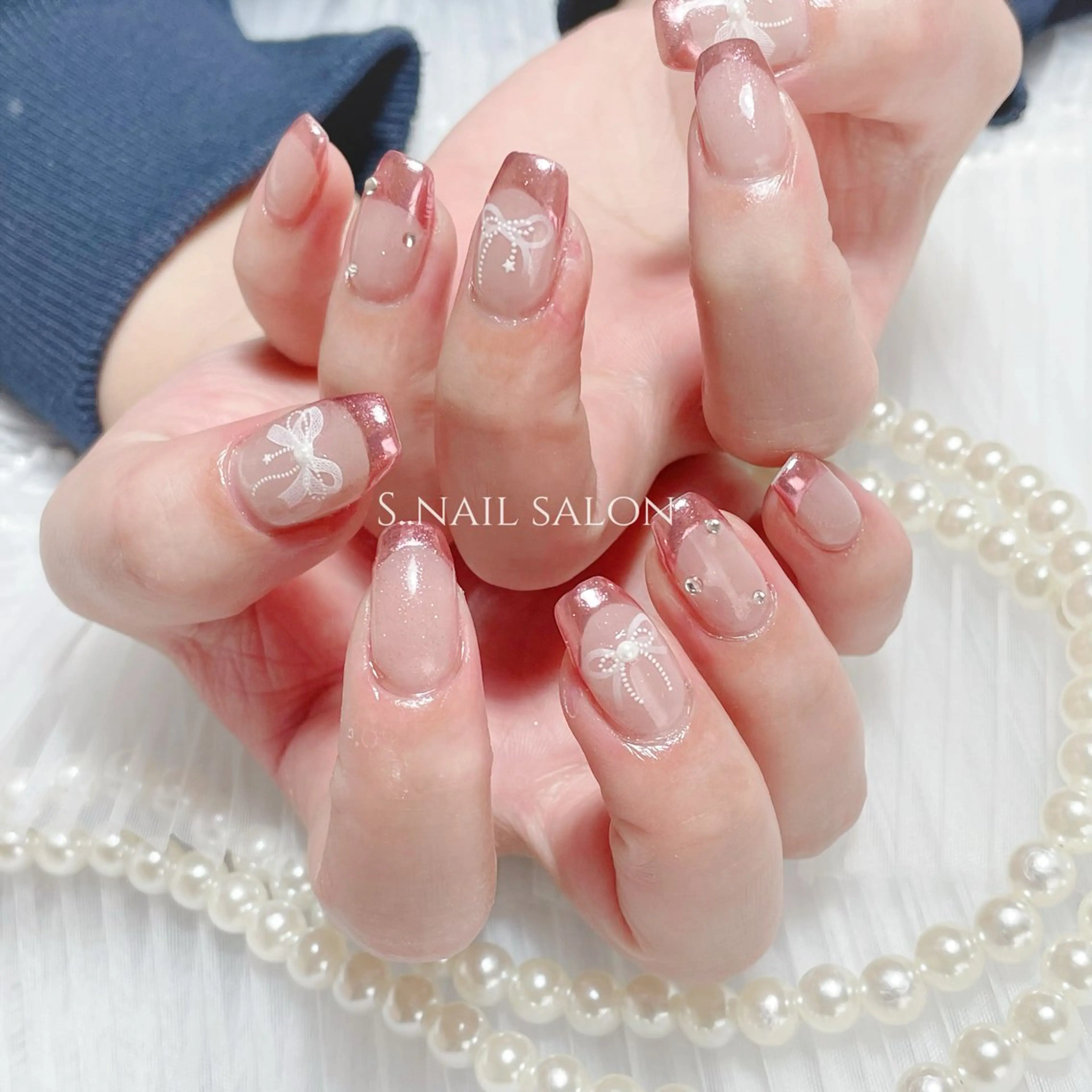 ネイル フレンチネイル ミラーネイル ハンドネイル S.. nailsalonのネイルデザイン