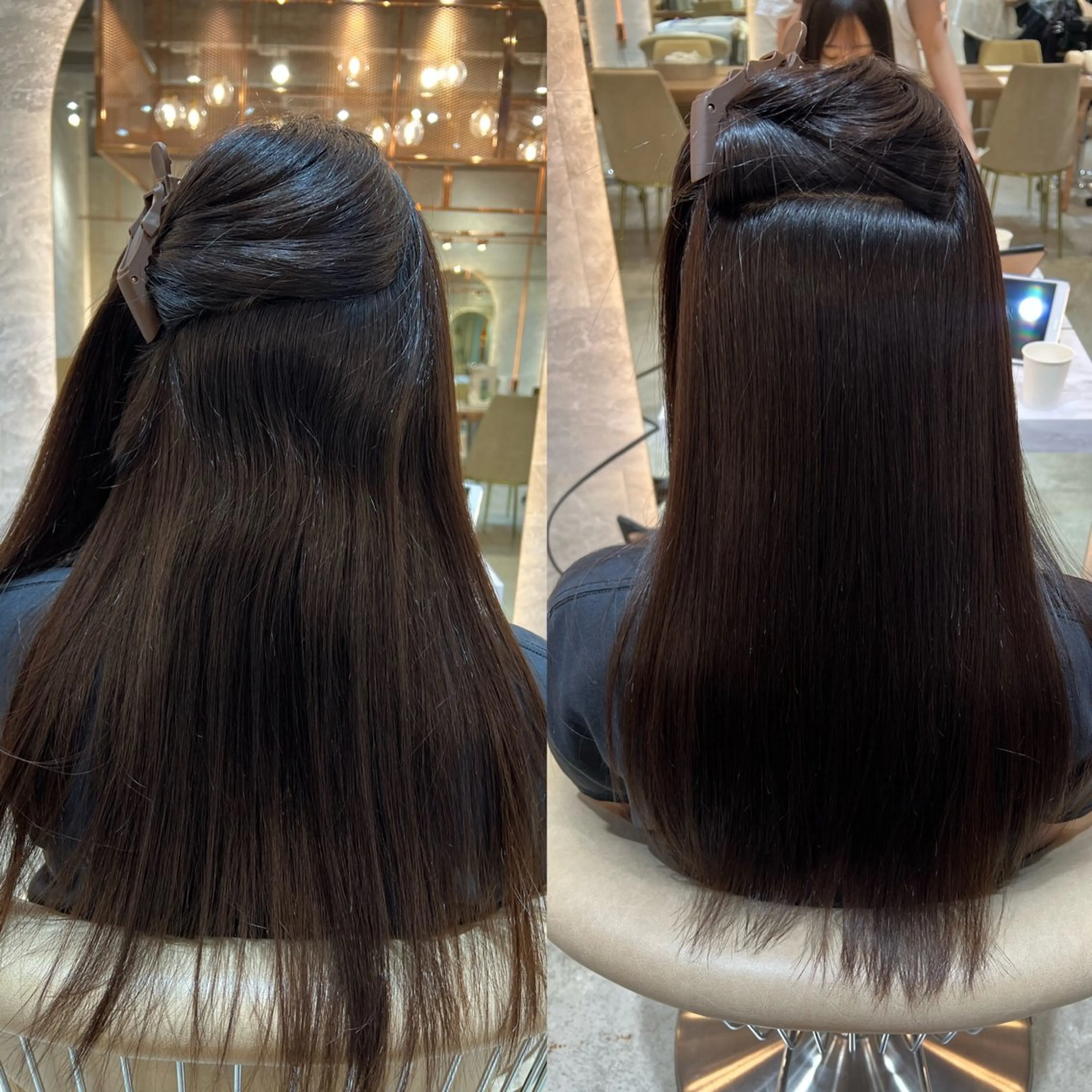 セミロング ボブ/巻ける縮毛矯正 /韓国レイヤーはなのヘアスタイル