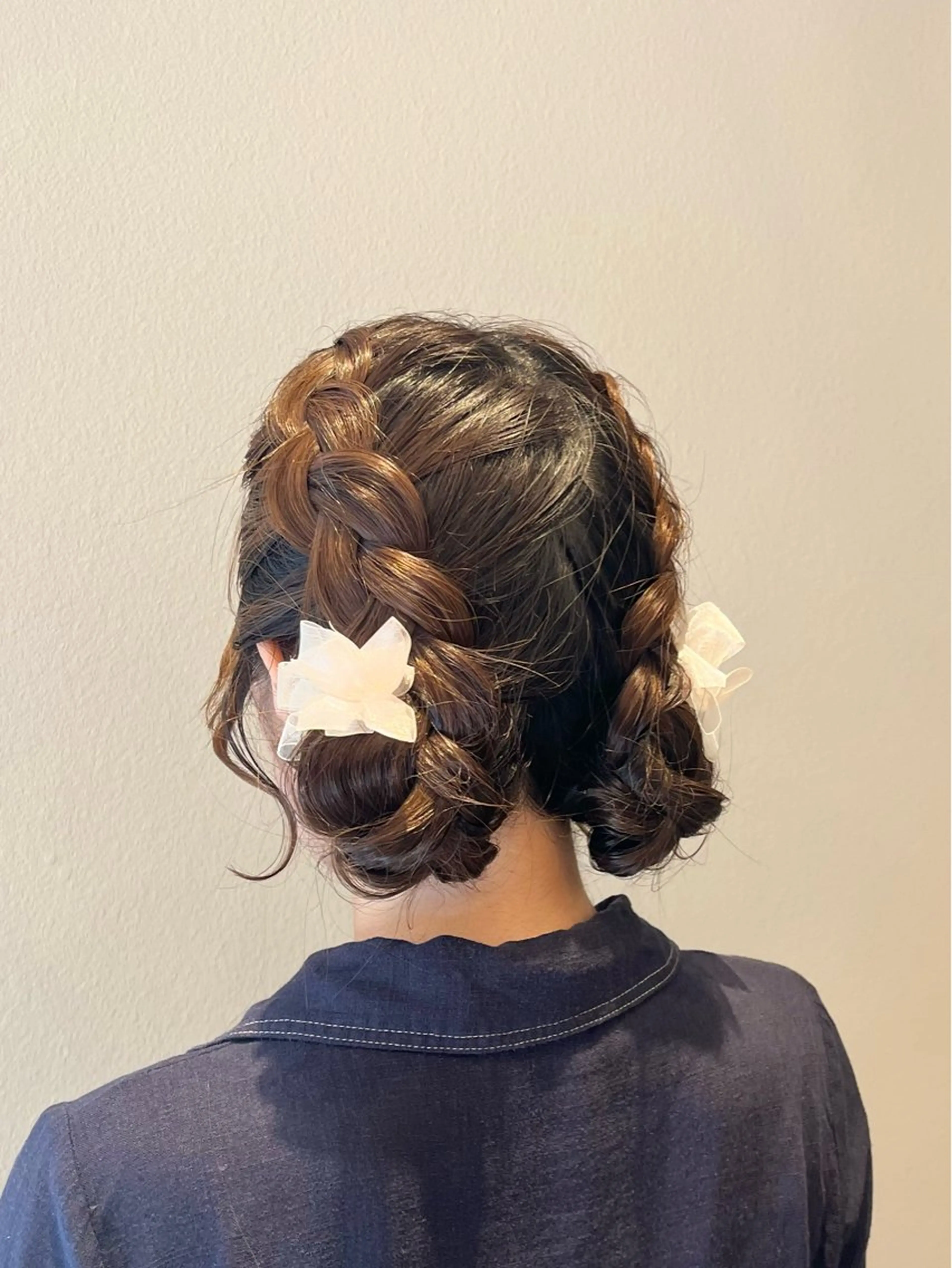 ヘアアレンジ お団子ヘア 浴衣 ヘアセット ヘアメ/アレンジ/暖 色/顔周り/あつはのヘアスタイル