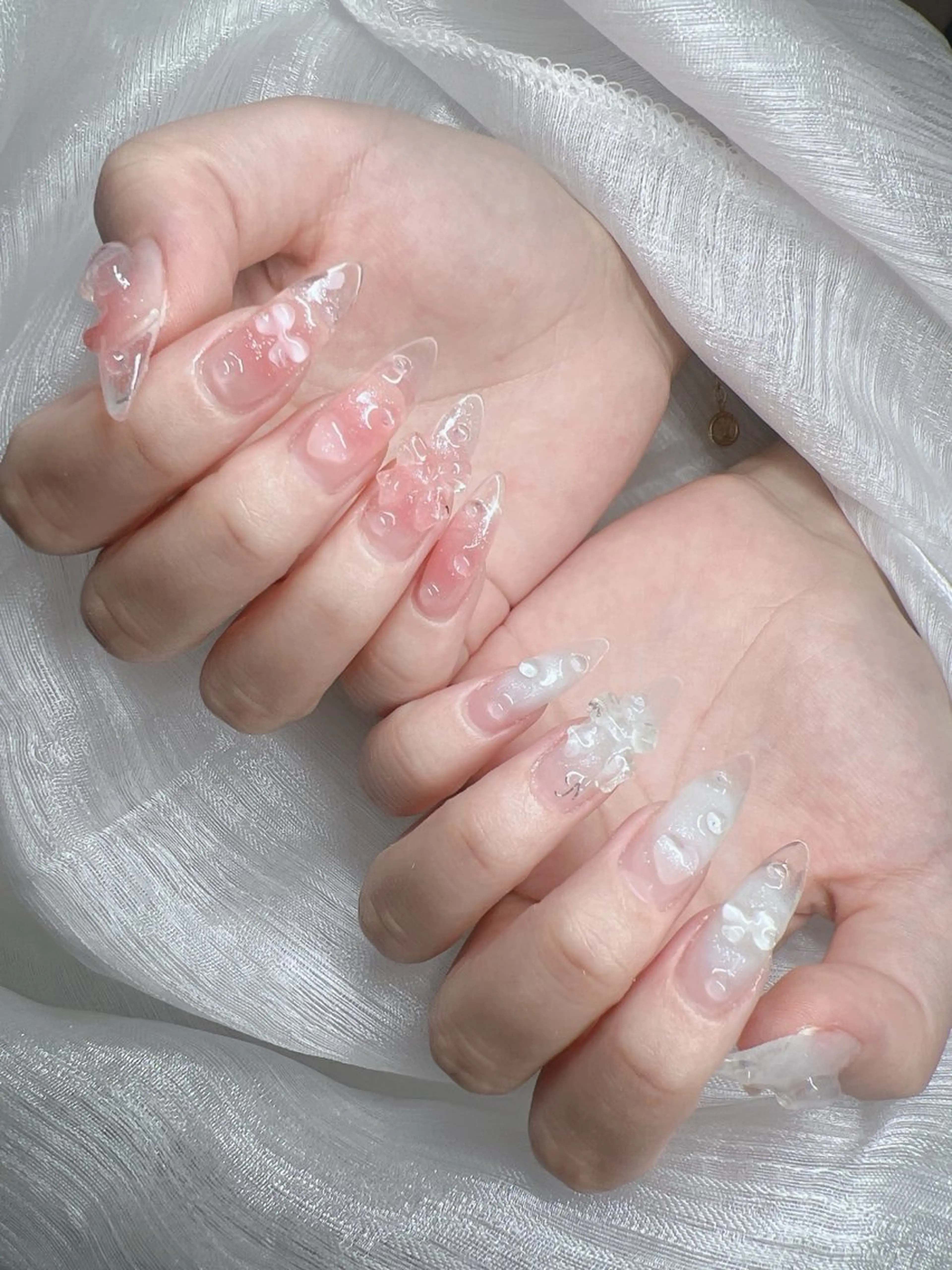 ネイル 長さ出し グラデーション キラキラネイル マグネットネイル ニュアンスネイル ハンドネイル Lee Nails チップ長さだし専門店のネイルデザイン