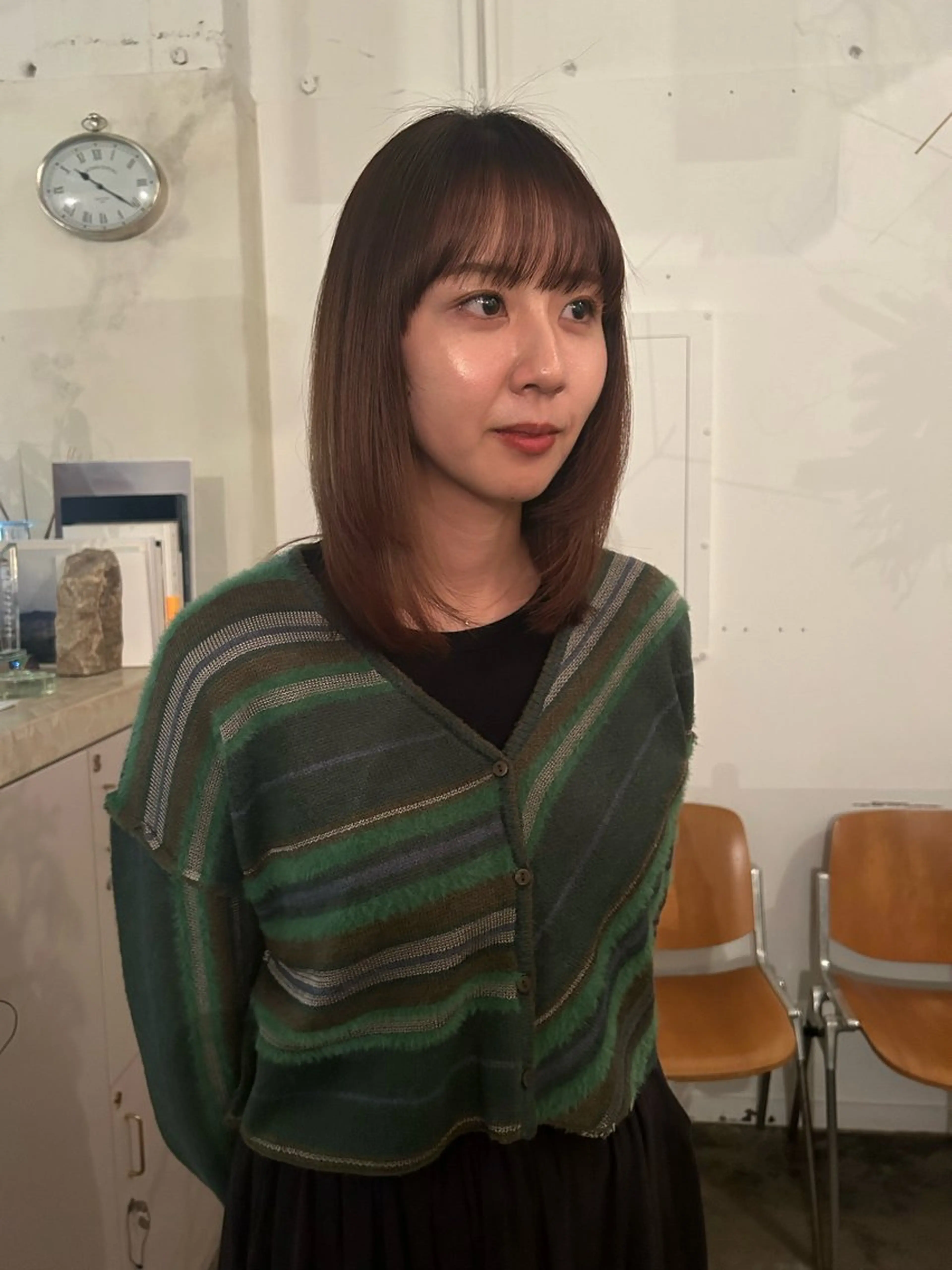 セミロング 縮毛矯正 原 瑞希のヘアスタイル