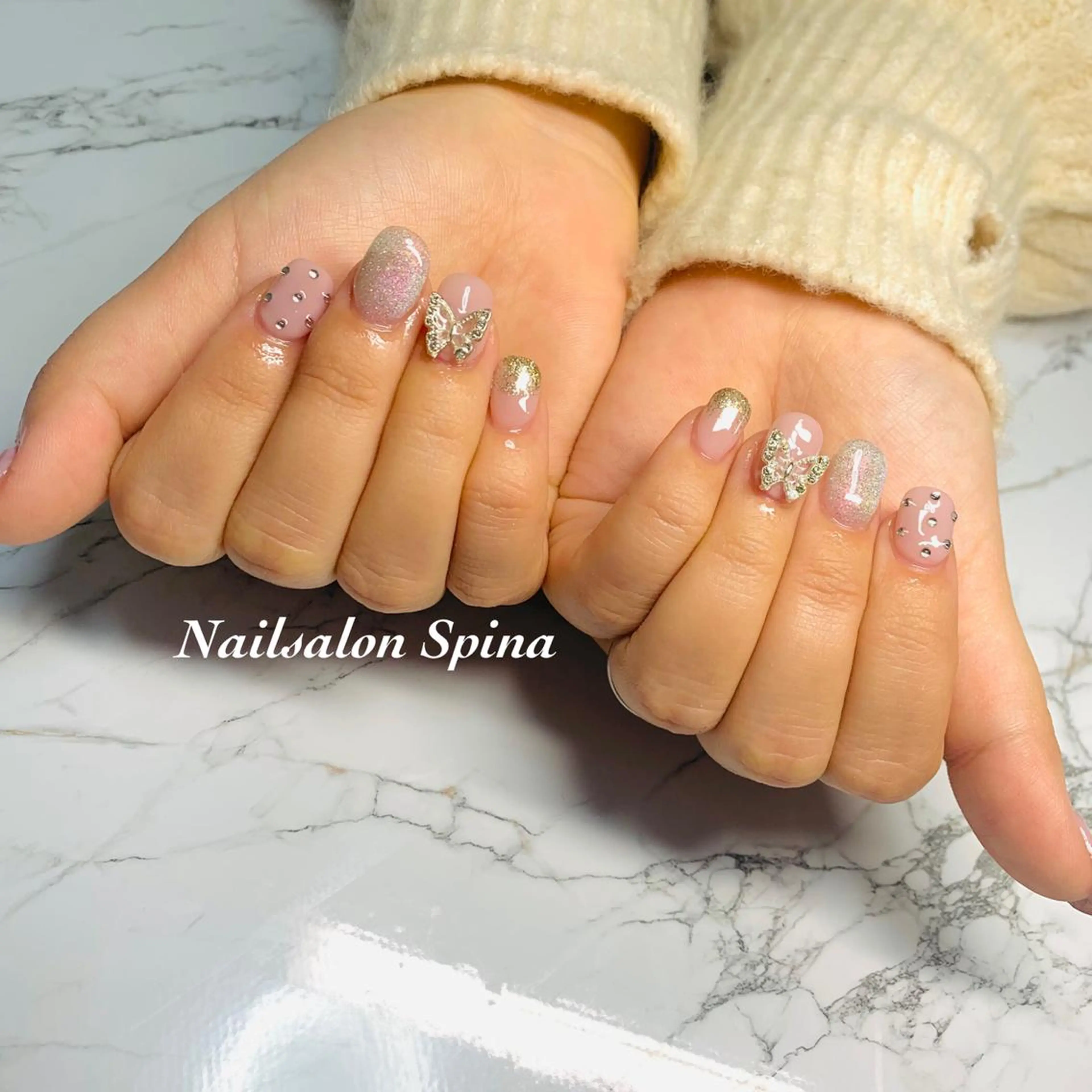ネイル ジェルネイル 韓国ネイル パラジェル ワンホンネイル Nailsalon Spina 琴美のネイルデザイン