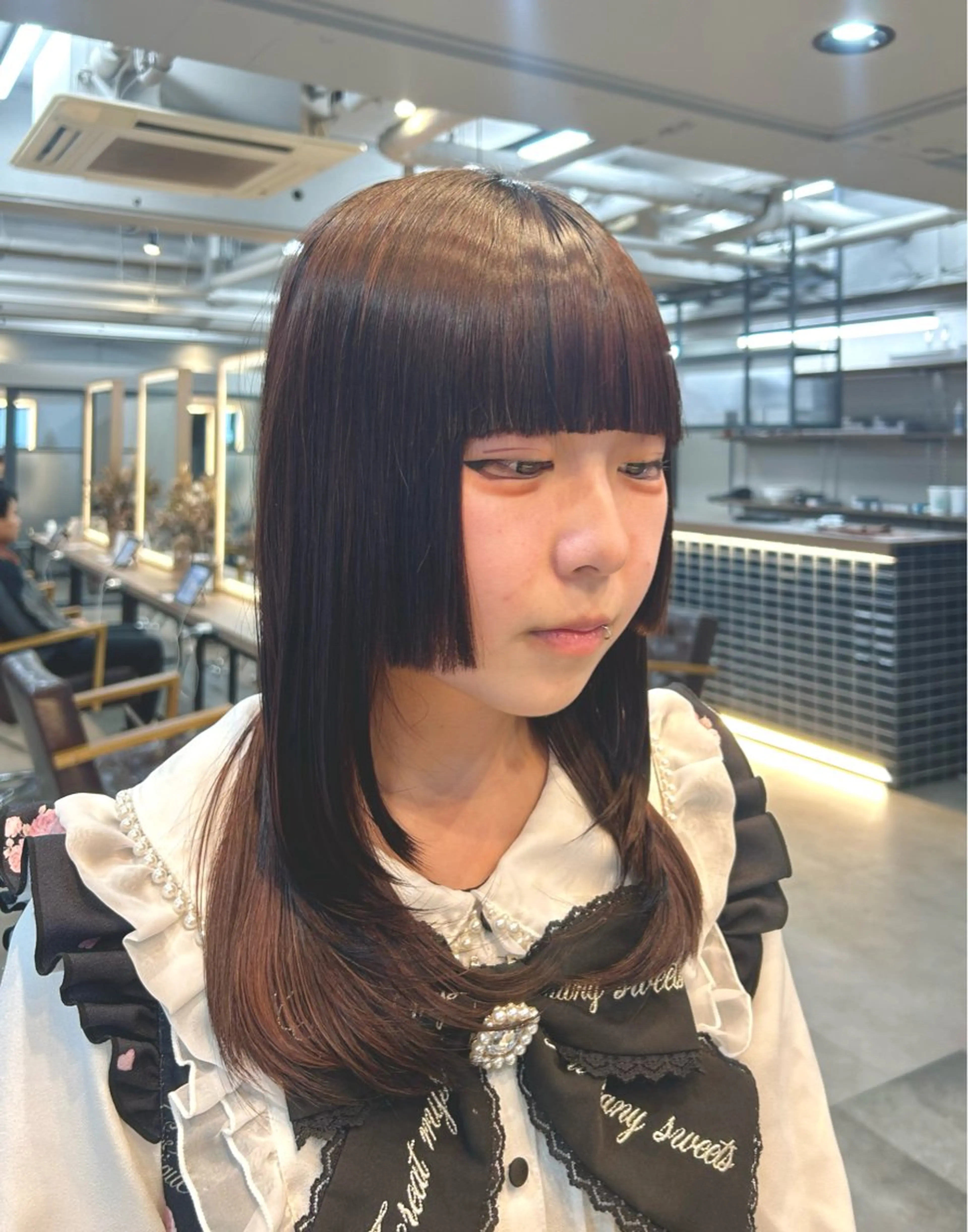 セミロング 姫カット レイヤーカット カット トリートメント 赤みなしカラー🍐/ 艶髪✨/ririkaのヘアスタイル