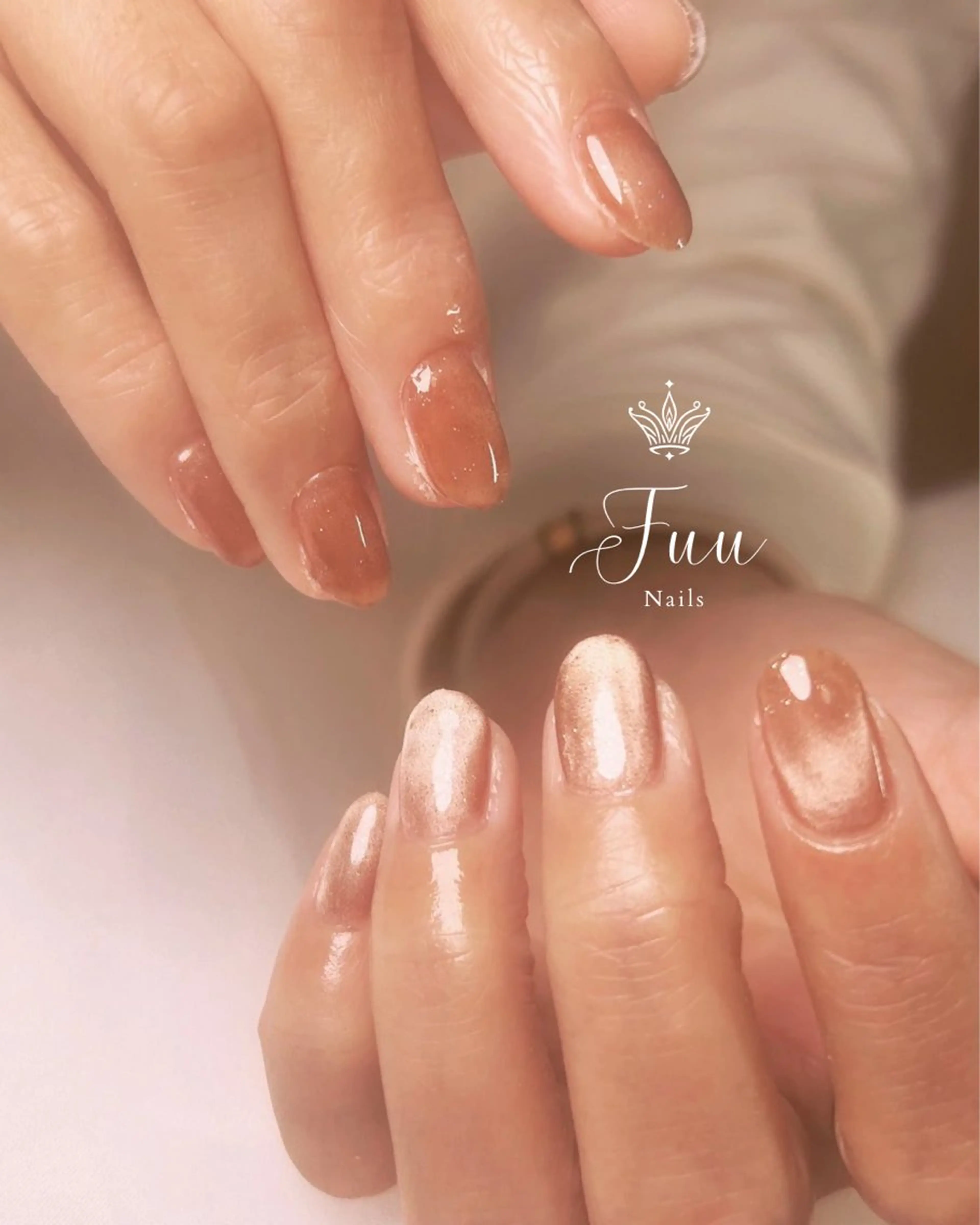 ネイル ブラウン マグネットネイル ワンカラーネイル シンプルネイル 冬ネイル ハンドネイル 犬のいるネイルサロン Fuu nailsのネイルデザイン