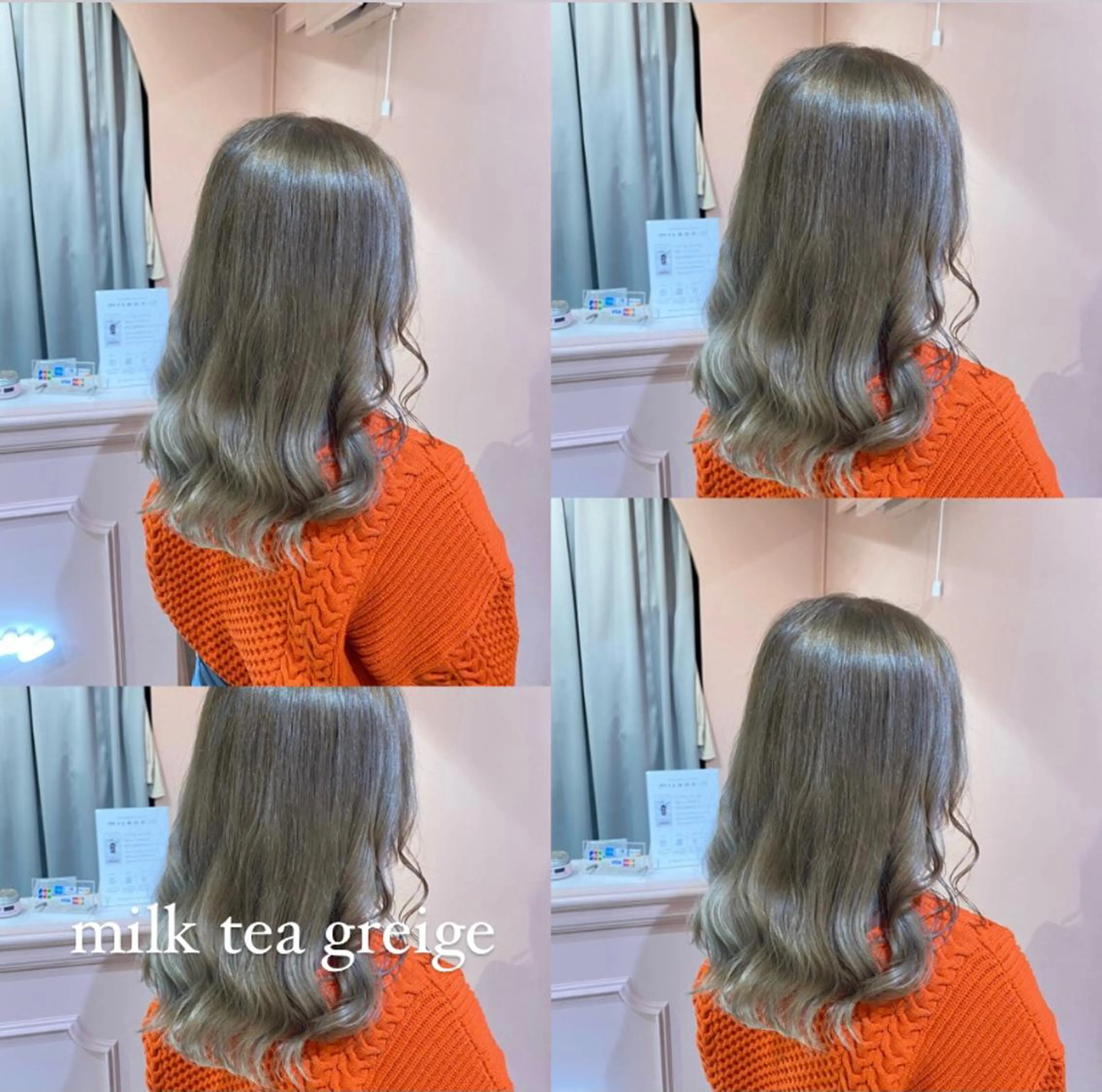 セミロング カラー パーマ ヘアアレンジ メンズ キッズ ネイル マツエク・マツパ メンズブリーチ ブリーチ デザインカラー グレージュ ミルクティーグレージュ RIYA❤︎ Aujuaソムリエのヘアスタイル