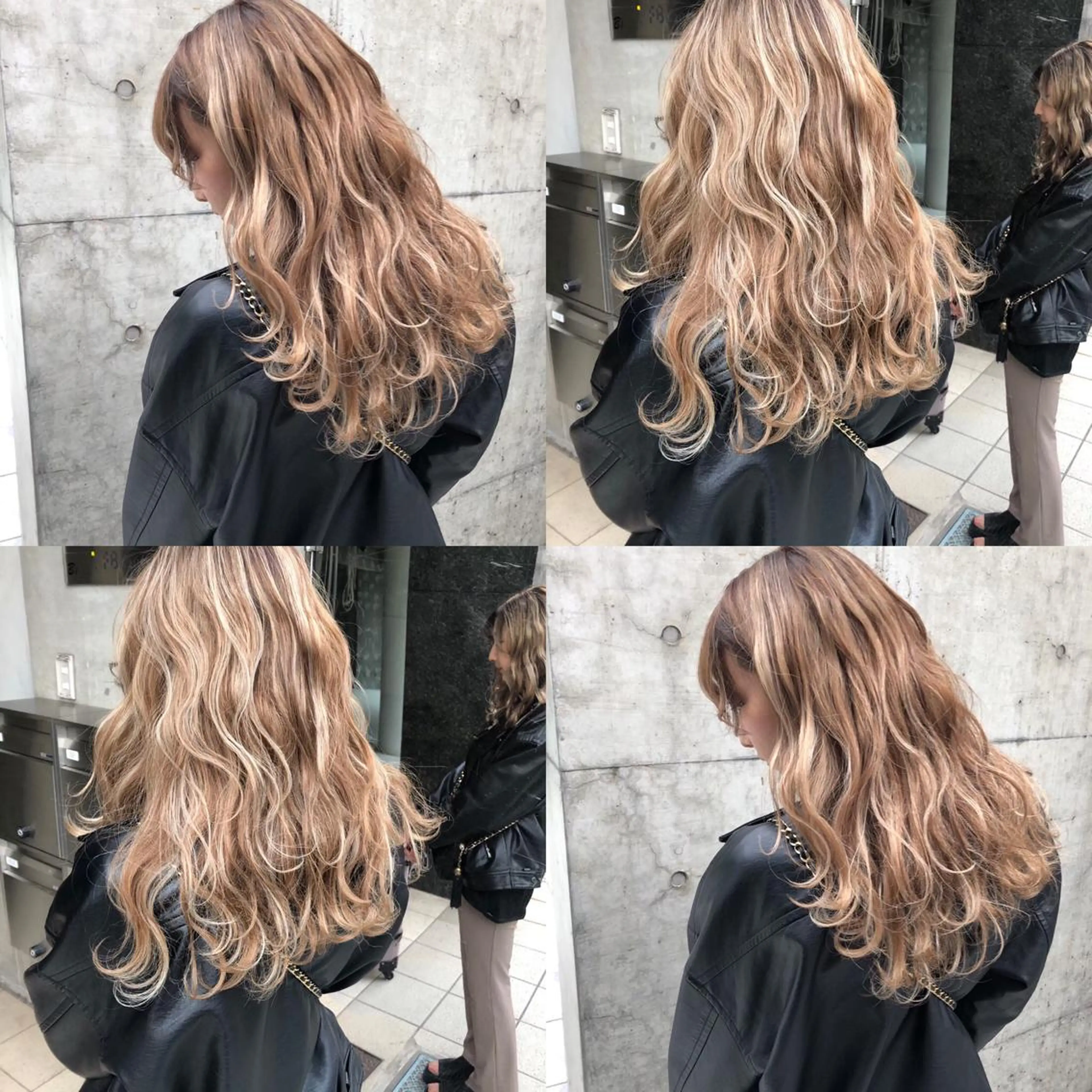 ロング カラー JuNブリーチに 縮毛矯正するプロのヘアスタイル