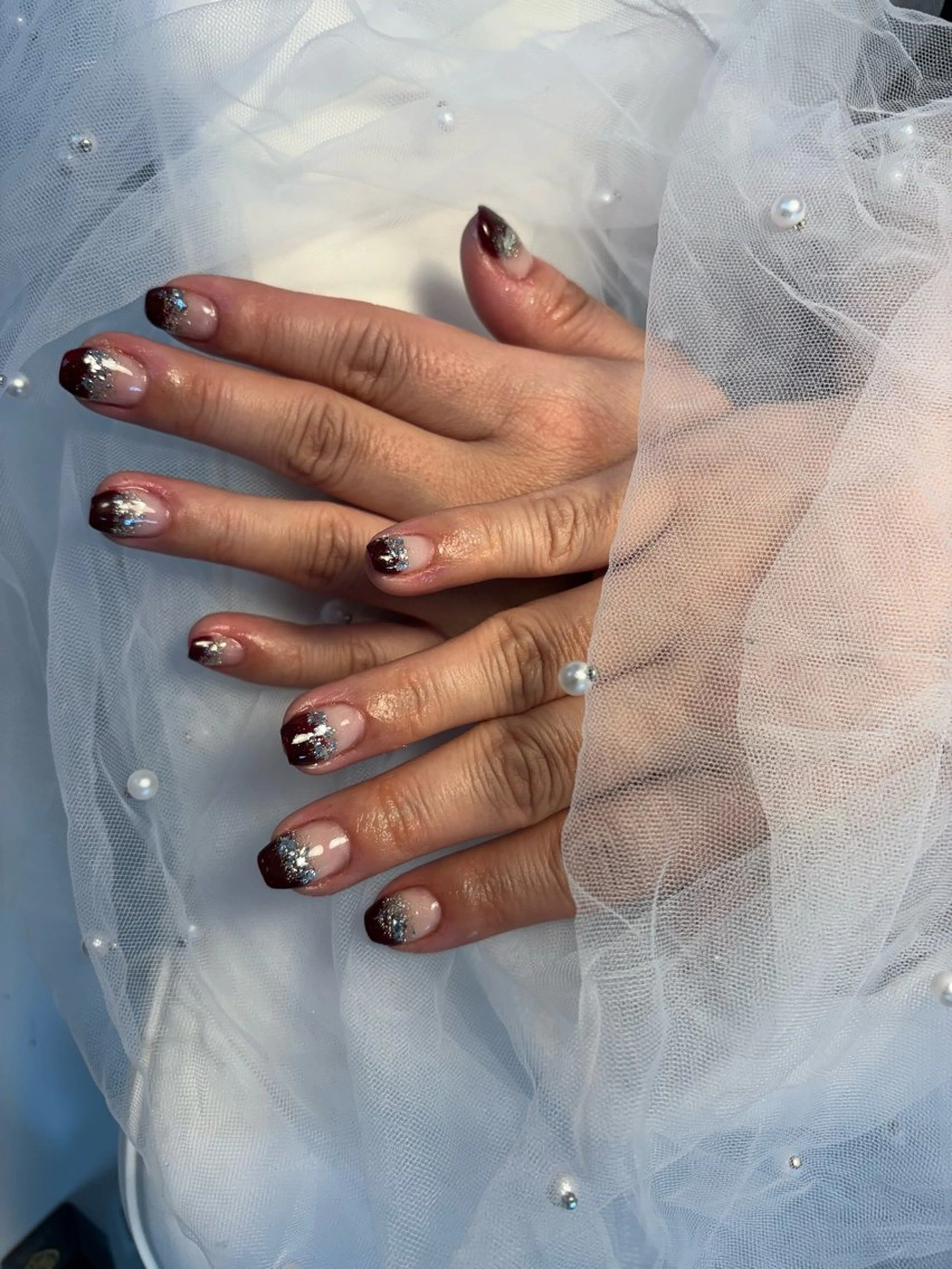 ネイル フラッシュネイル フットネイル フレンチネイル ジェルネイル ガラスフレンチ Nail salon Natulalのネイルデザイン