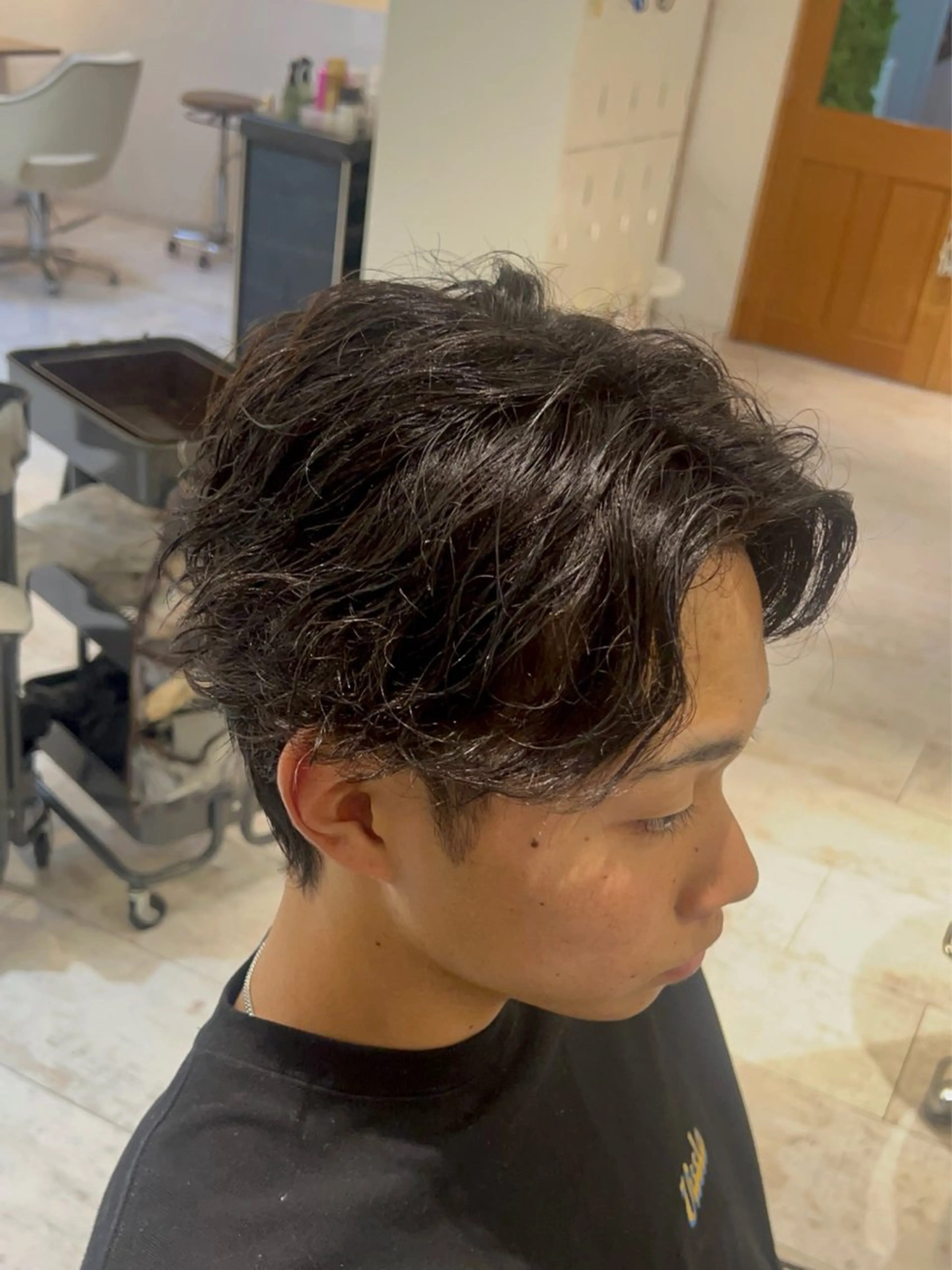 パーマ メンズ 難波/メンズウルフ・ フェザーパーマ鶴田文のヘアスタイル