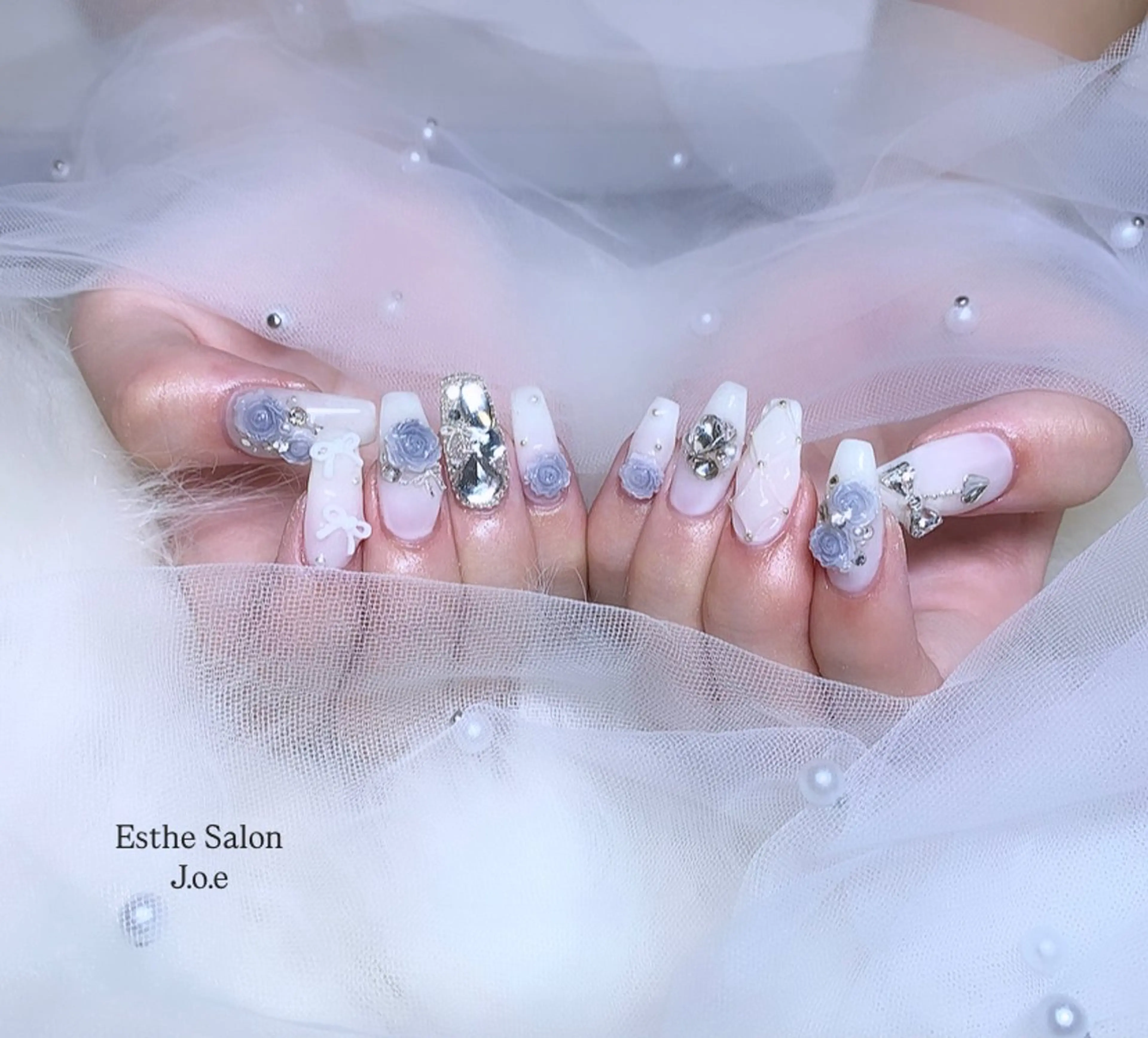 ネイル ブルー 成人式 ハンドネイル EstheSalon J.o.e /石堂のネイルデザイン
