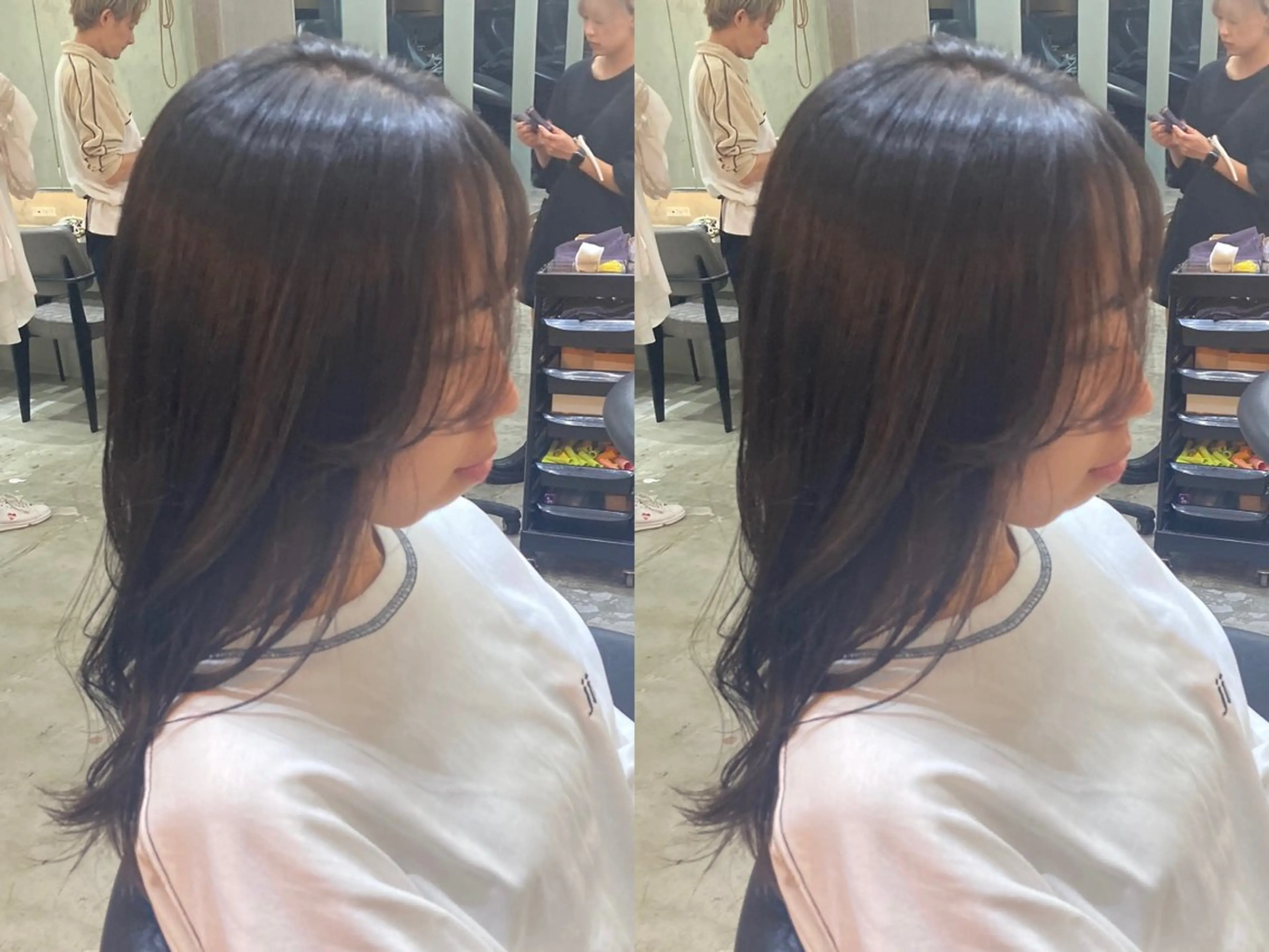 ロング カラー 顔まわりレイヤー 韓国風ヘア レイヤーカット カット ヘアカラー トリートメント 💎ボブ/似合わせの 達人/縮毛矯正/畔上のヘアスタイル