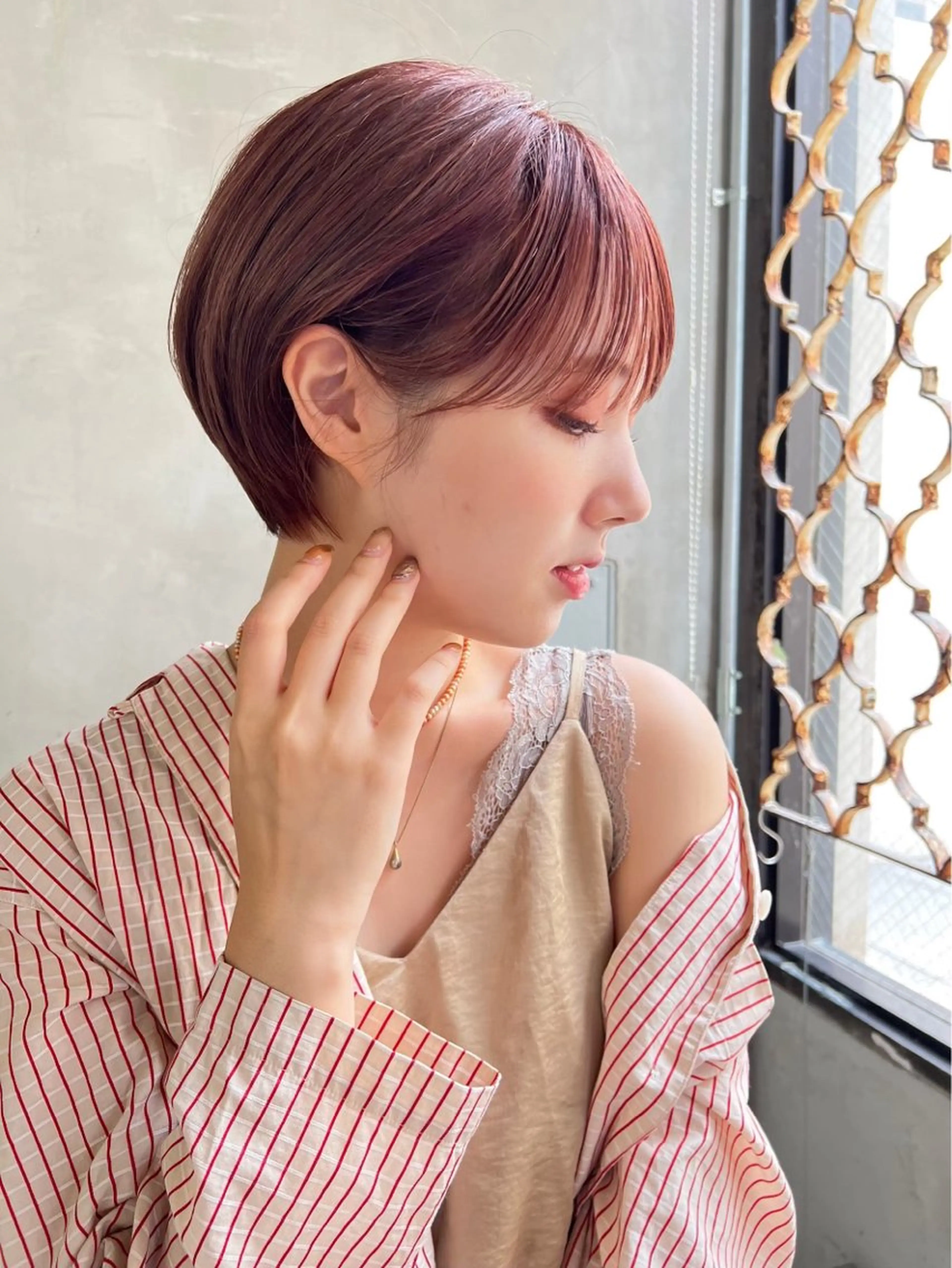 ショート カラー パーマ ヘアアレンジ ヘアカラー トリートメント くびれボブ/艶カラー /髪質改善🌷喜美花のヘアスタイル