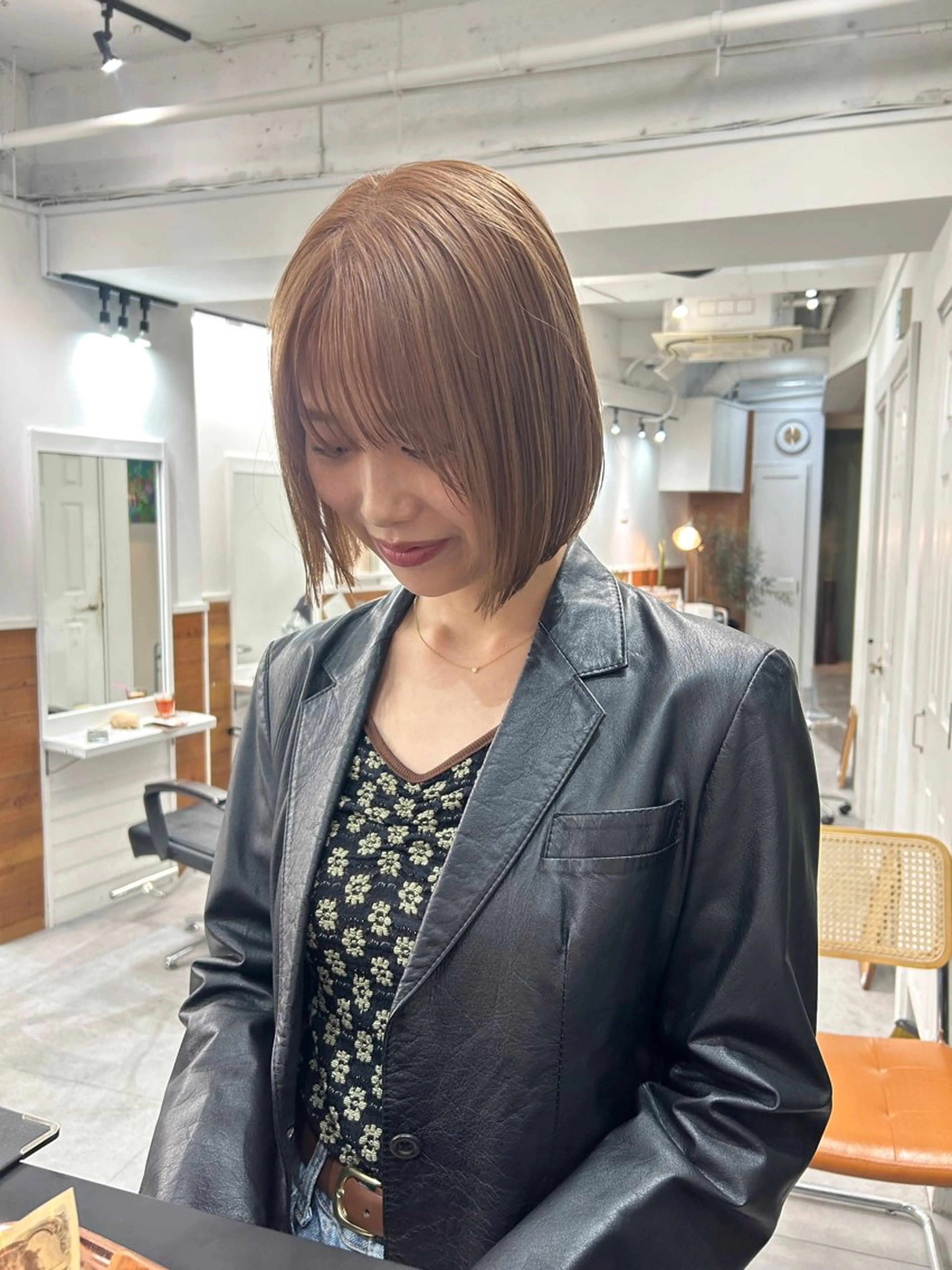 ミディアム カラー カット ヘアカラー トリートメント ボブ/透明感カラー /サナ🌼のヘアスタイル
