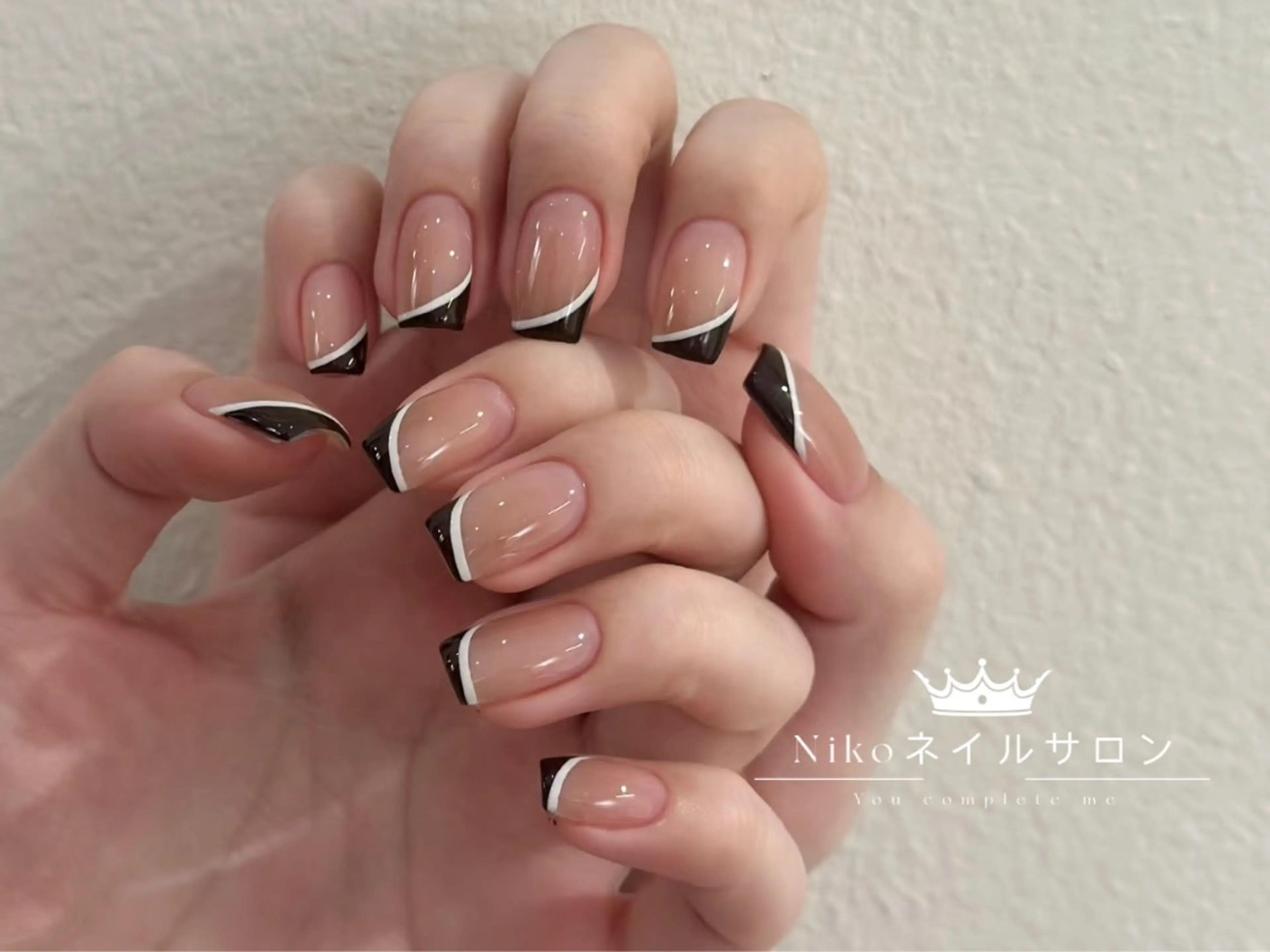 ネイル チークネイル フットネイル フレンチネイル ジェルネイル ガラスフレンチ Nikosalon rikoのネイルデザイン